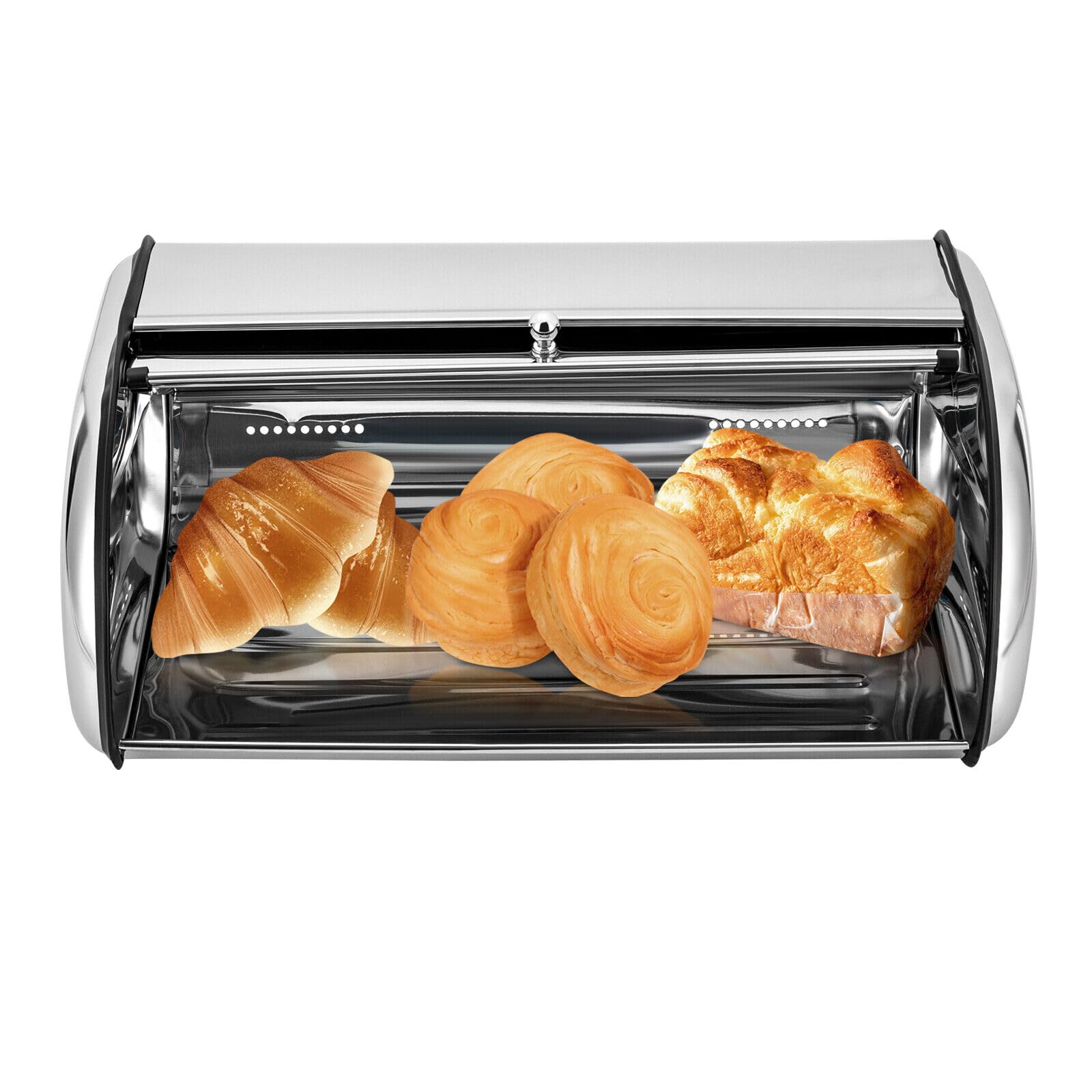GMSLuu Contenitore Per Il Pane In Acciaio Inox, Con Coperchio Arrotolato E Fori Di Ventilazione Per La 906708
