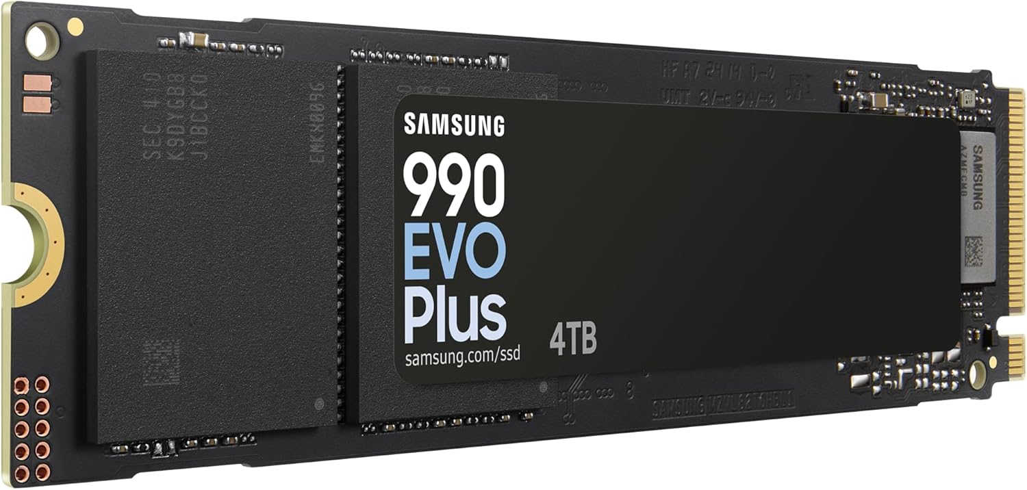 Samsung Internal SSD 990 EVO Plus, NVMe 2.0 PCIe 4.0 x 4/5.0x2, 4TB, Read Speed up to 7250MB/s, Ideal for Gaming and Office, MZ-V9S4T0BW