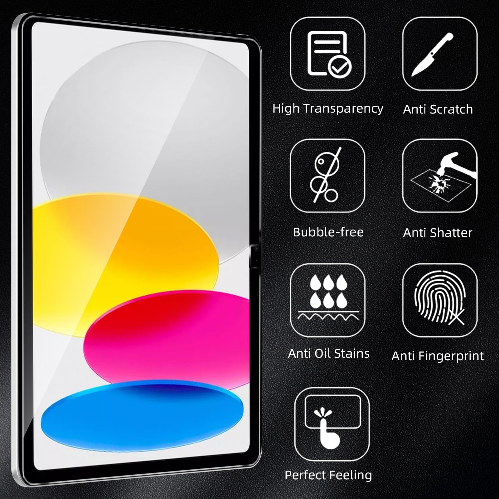 Pellicola Protettiva per iPad 11a generazione 2025 (A16) e 10a generazione 2022 10,9 Pollici 9H Vetro Temperato HD Trasparente Anti Graffio