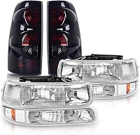 Vista 1 de DWVO Conjunto de faros delanteros y luces traseras compatibles con Chevy Silverado 150001-02 1999 2000 2000 2001 2002 Chevy Silverado 1500HD 2500HD