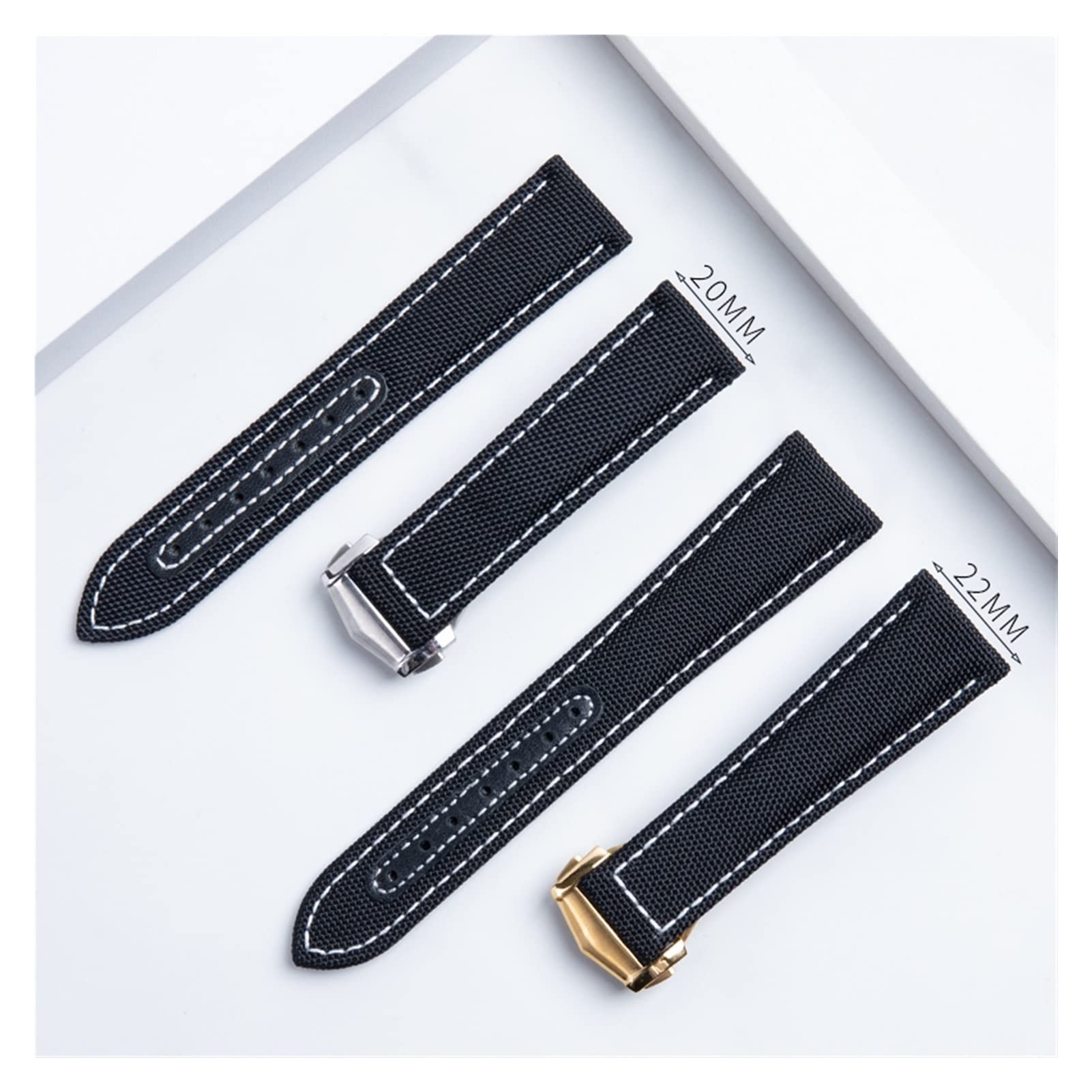 JDIME Cinturino per orologio in nylon da 2 mm, 22 mm, per Omega Seamaster 300 AT150, in pelle di tessuto, Aqua Terra 150, WatchBand
