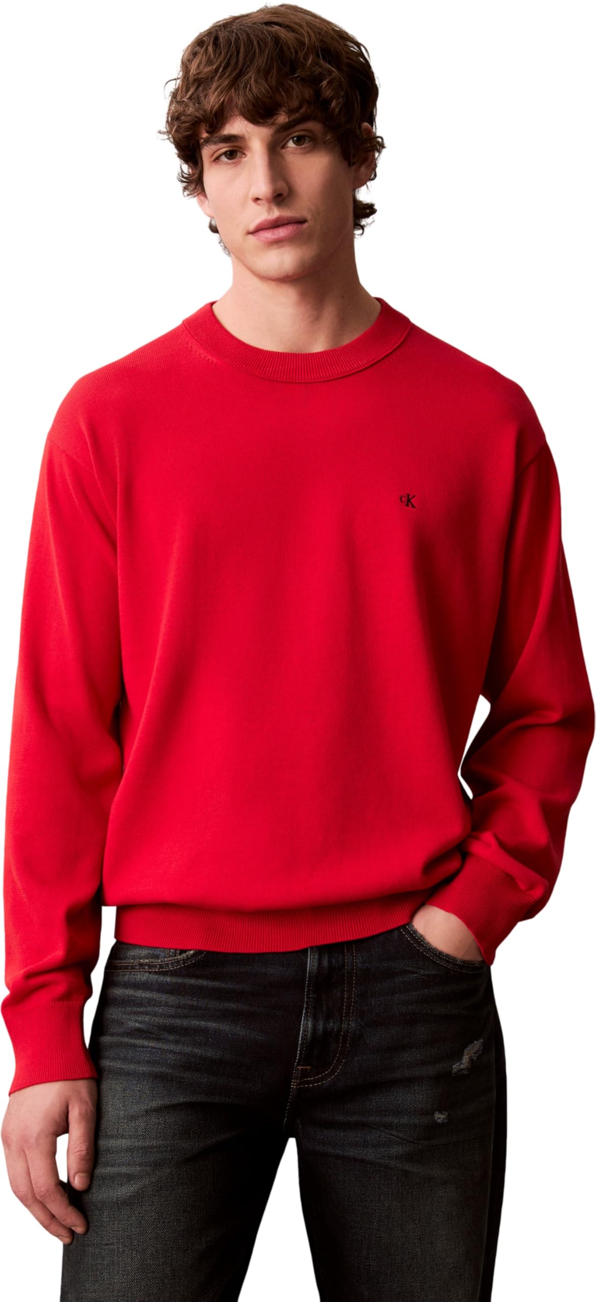Calvin Klein Herren Pullover Cotton Relaxed mit Rundhalsausschnitt