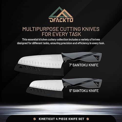 Miniatura 3 de DFACKTO Juego de cuchillos Santoku de 2 piezas, cuchillos de cocina de acero inoxidable con fundas protectoras, aptos para lavavajillas, sin