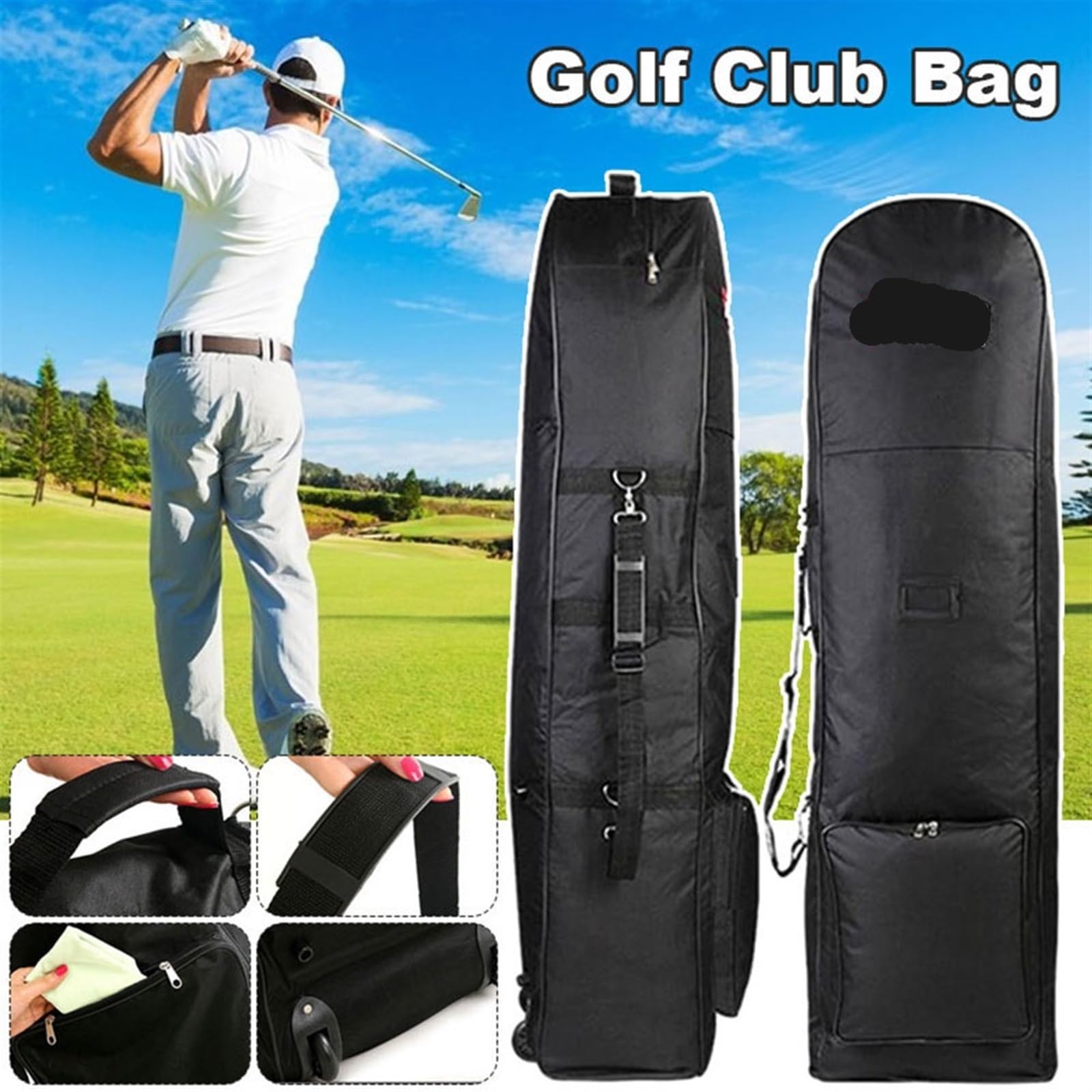 Golf-Reisetasche 1 PC Golf Reisetasche mit Rädern 600D Heavy Duty Stoff Universalgröße for Airlines Aviation Bag