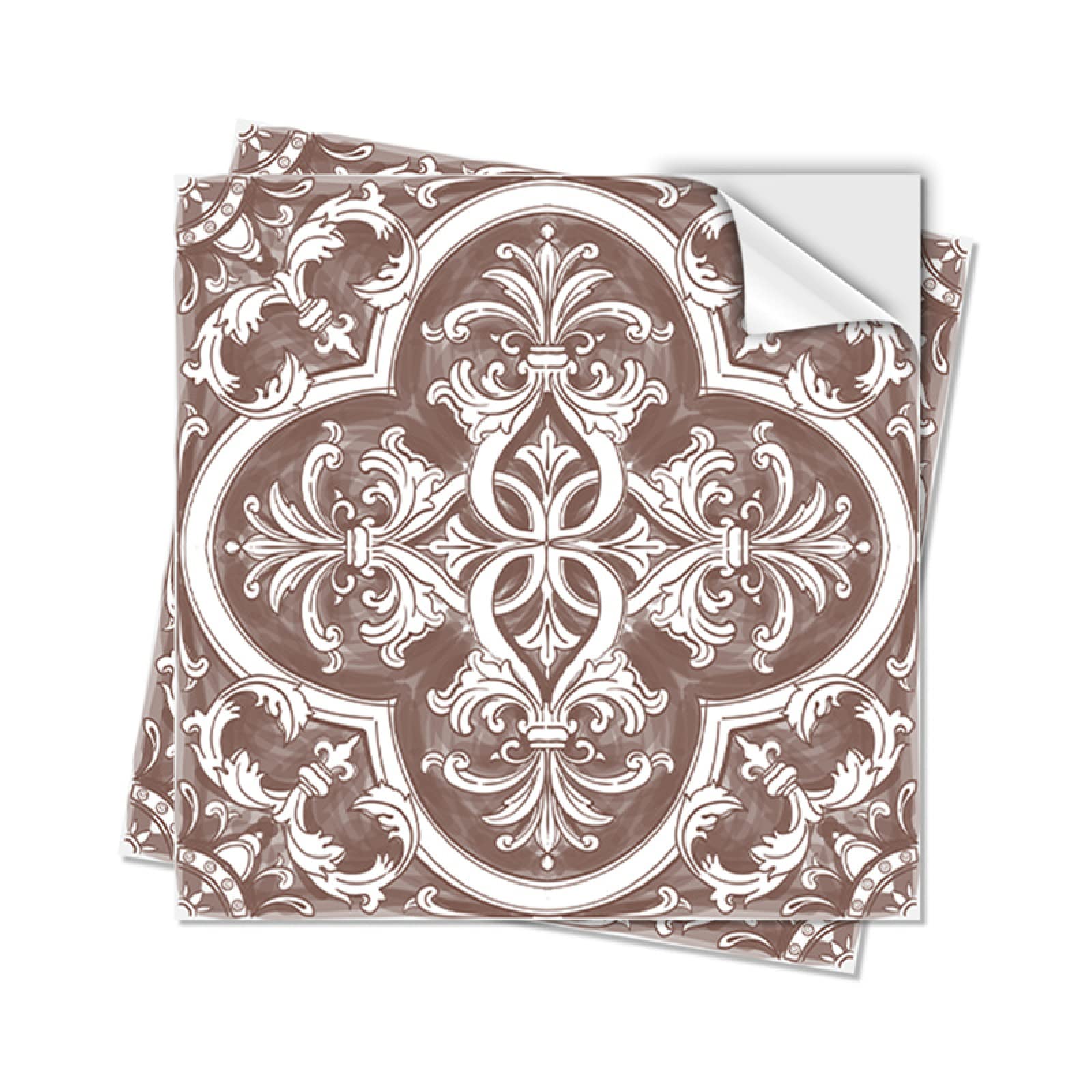Peel and Stick Wall Tiles Moroccan Brown Tiles Self Adhesive PVC Home Decor Backsplash Kitchen Tile Stickers Waterproof Tile Stickers for Bathroom 15x15cm /20 Pcs