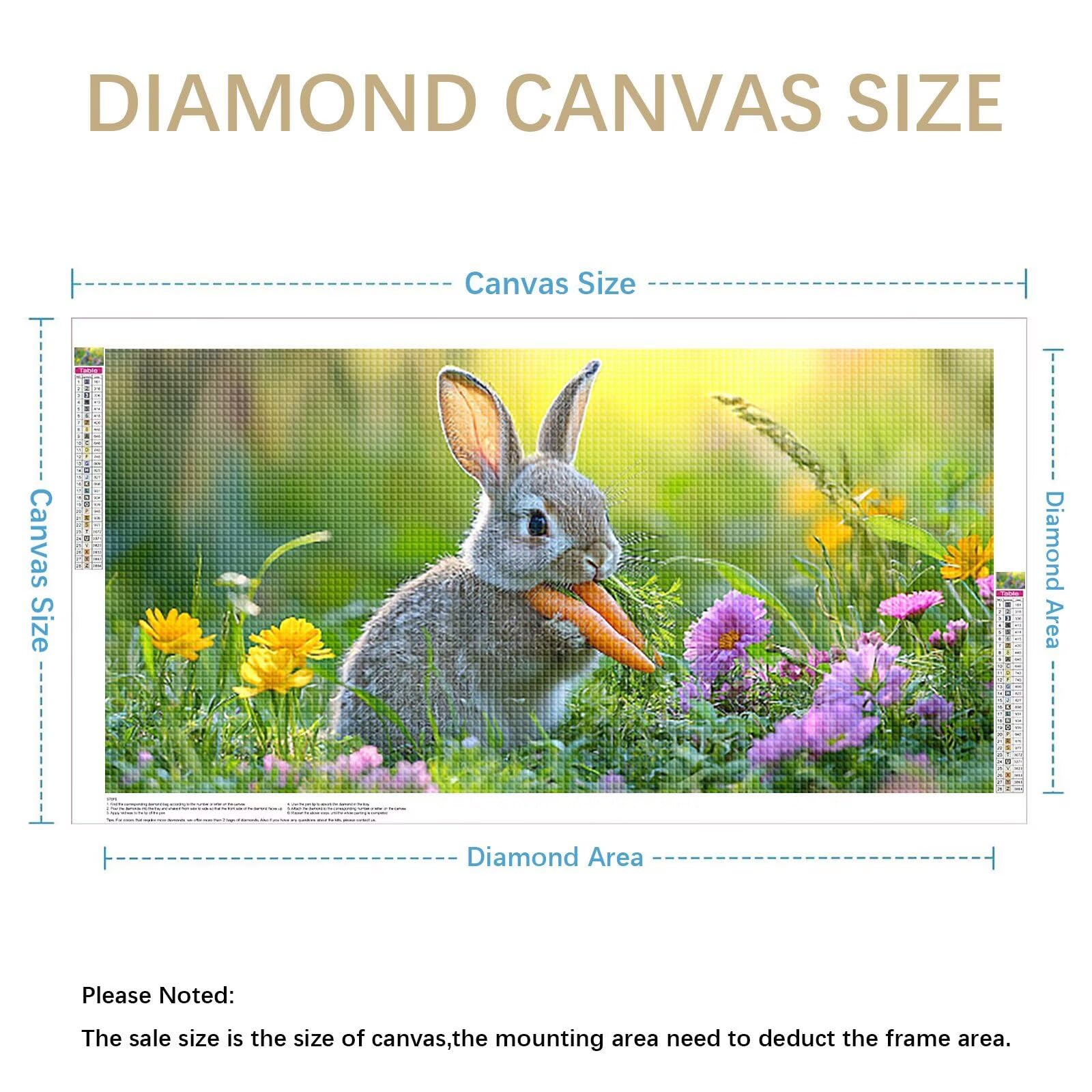 Diamond Painting Adultos Animal Pintura Diamante, Conejo Diamond Painting 5D Completo, DIY Cuadrado Bordado Punto de Cruz Cuadros de Diamantes Kit para Decoracion Hogar, Regalo Mujer 160x80cm 0J-324