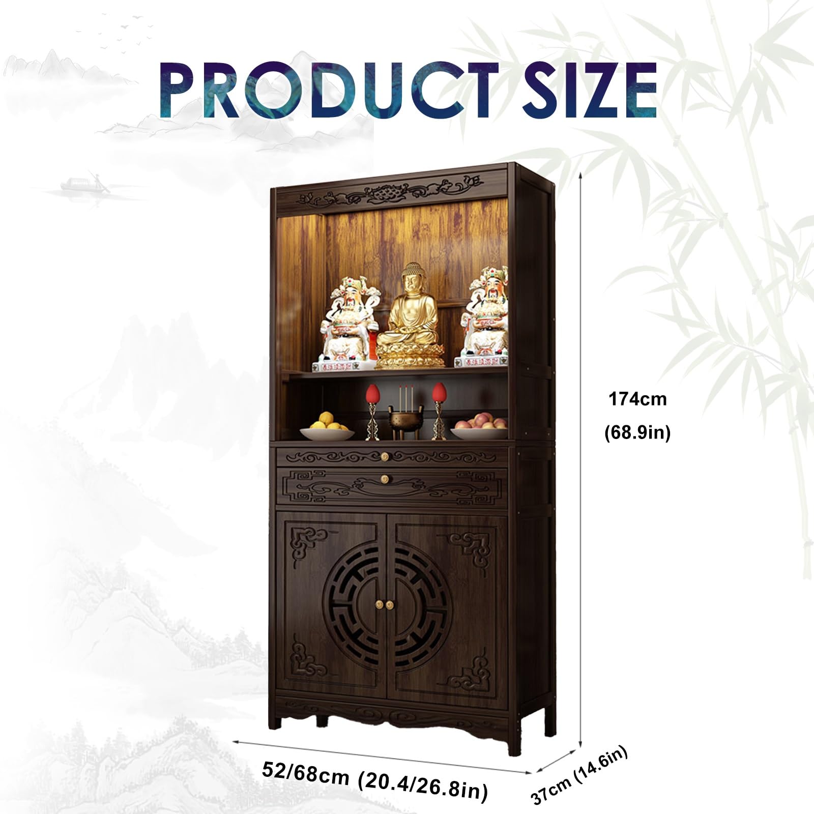 Mesa De Ofrendas y Altar Compacto con Cajón,Superficie de Meditación y Oración para Decoración Budista y Día de Muertos,Mueble Personal para Rituales y Altar Casa