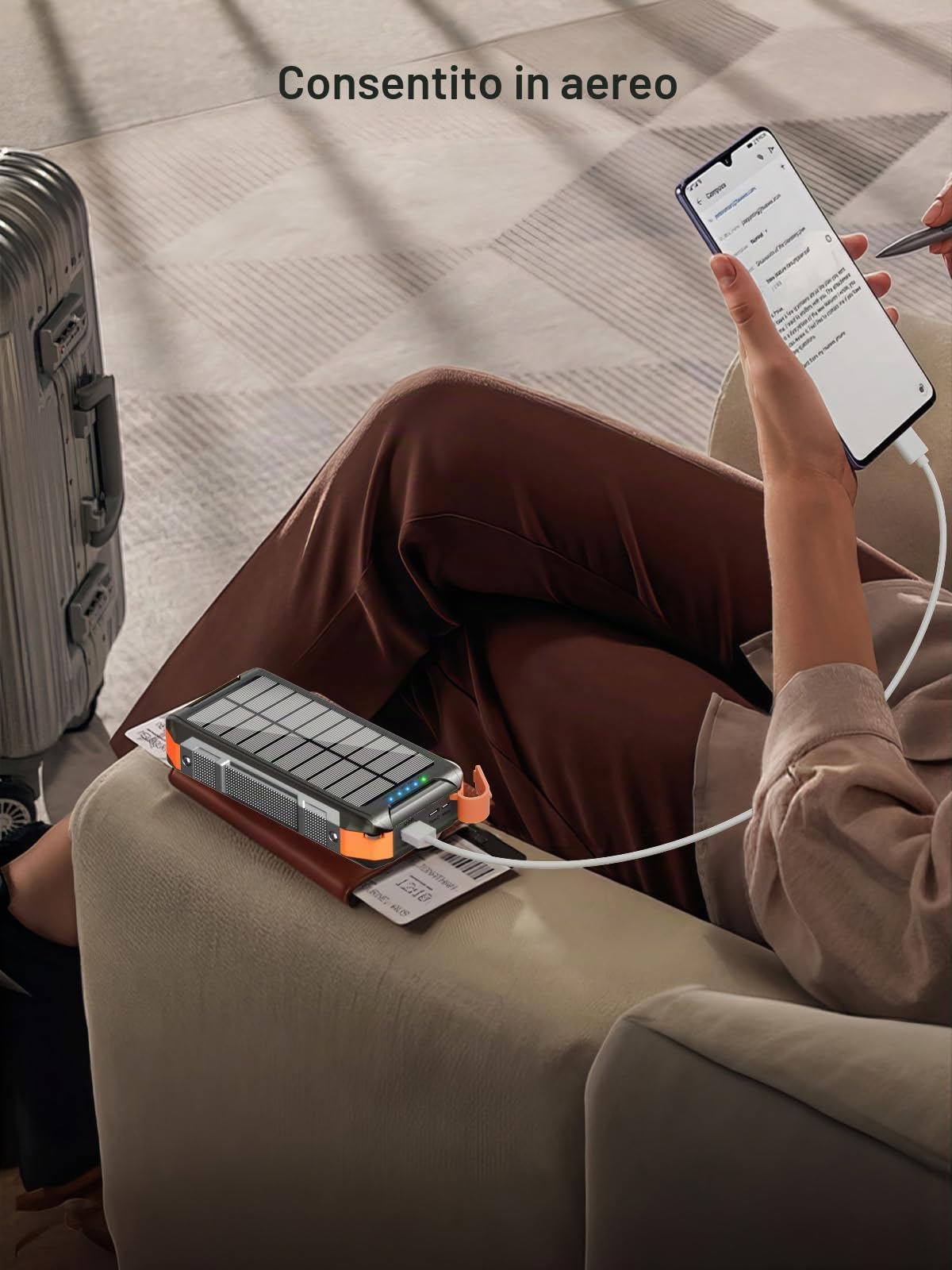 26800mAh Solar Power Bank con 4 cavi, power bank magnetico senza fili | ricarica rapida, 30W, USB C, caricatore portatile 7 uscite, batteria esterna con torcia per attività all'aperto, campeggio