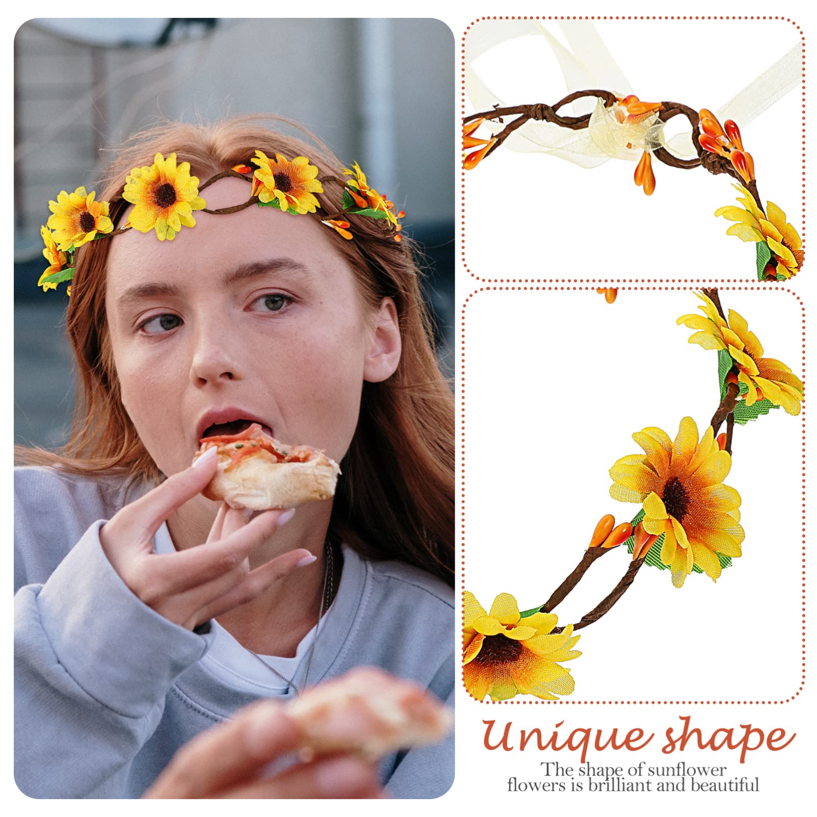 minkissy 8pezzi Fasce Floreali Per Ragazze Corone Di Girasole Artificiale Accessori Eleganti Per Foto e Occasioni Speciali Design Bohemien Adatte Per Uso Quotidiano e Feste Spiaggia