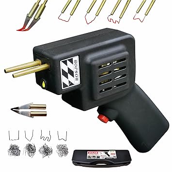 BOSJOB 110W Plastic Welder kit, with pattented Spatula and 4 Types of Staples to Repair Thin Plastic, All Kind of Cracks and Holes car Bumper and Kayak.