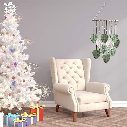 Miniatura 6 de Tapiz de hojas bohemio para colgar en la pared, tapiz para colgar en la pared, hilo tejido de plumas hechas a mano, tapiz bohemio, decoración de