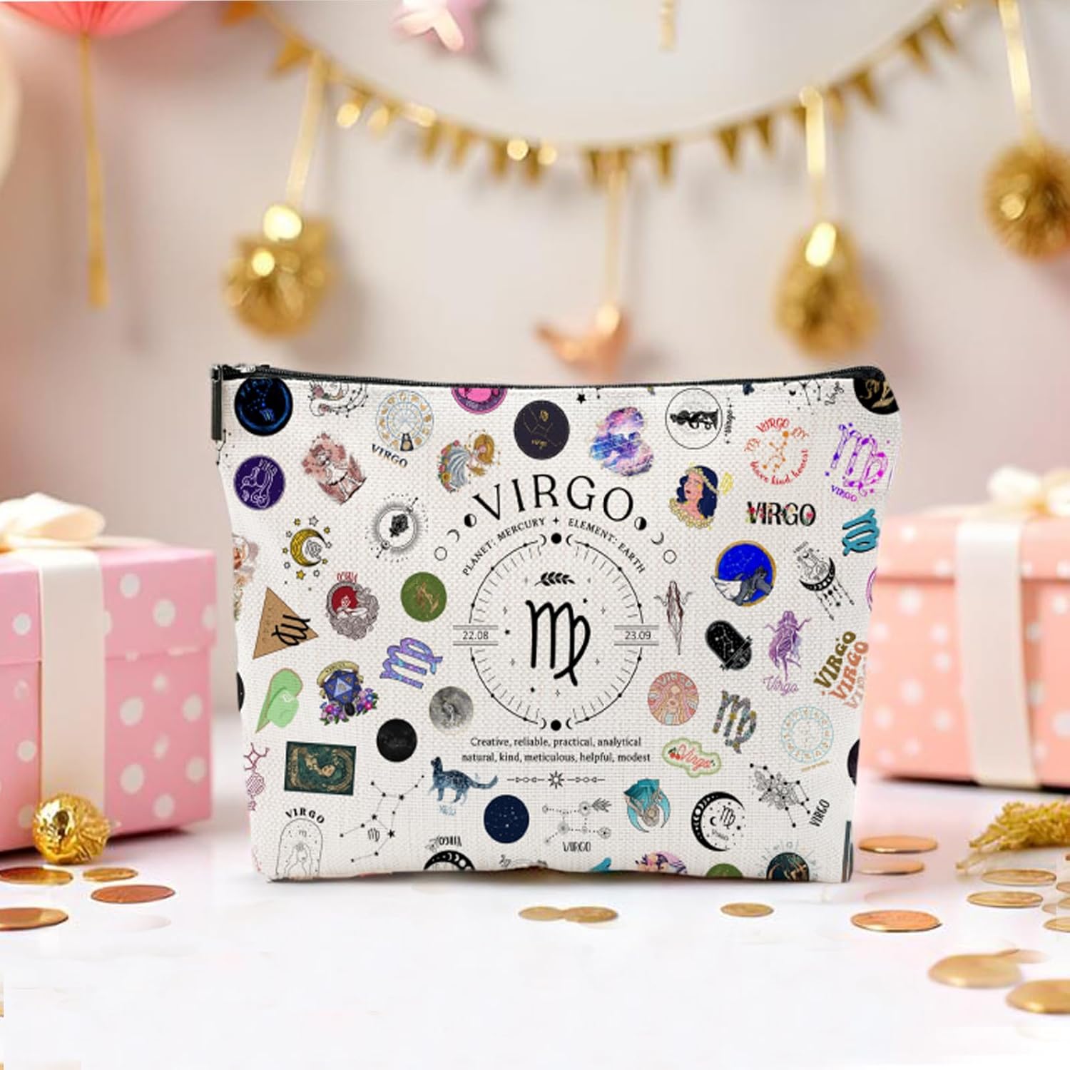 Virgo Gifts for Women, Virgo Zodiac Cosmetics Bag, Travel Makeup Bags, Virgo Birthday Gifts for Women & Astrology Lovers - Image 7