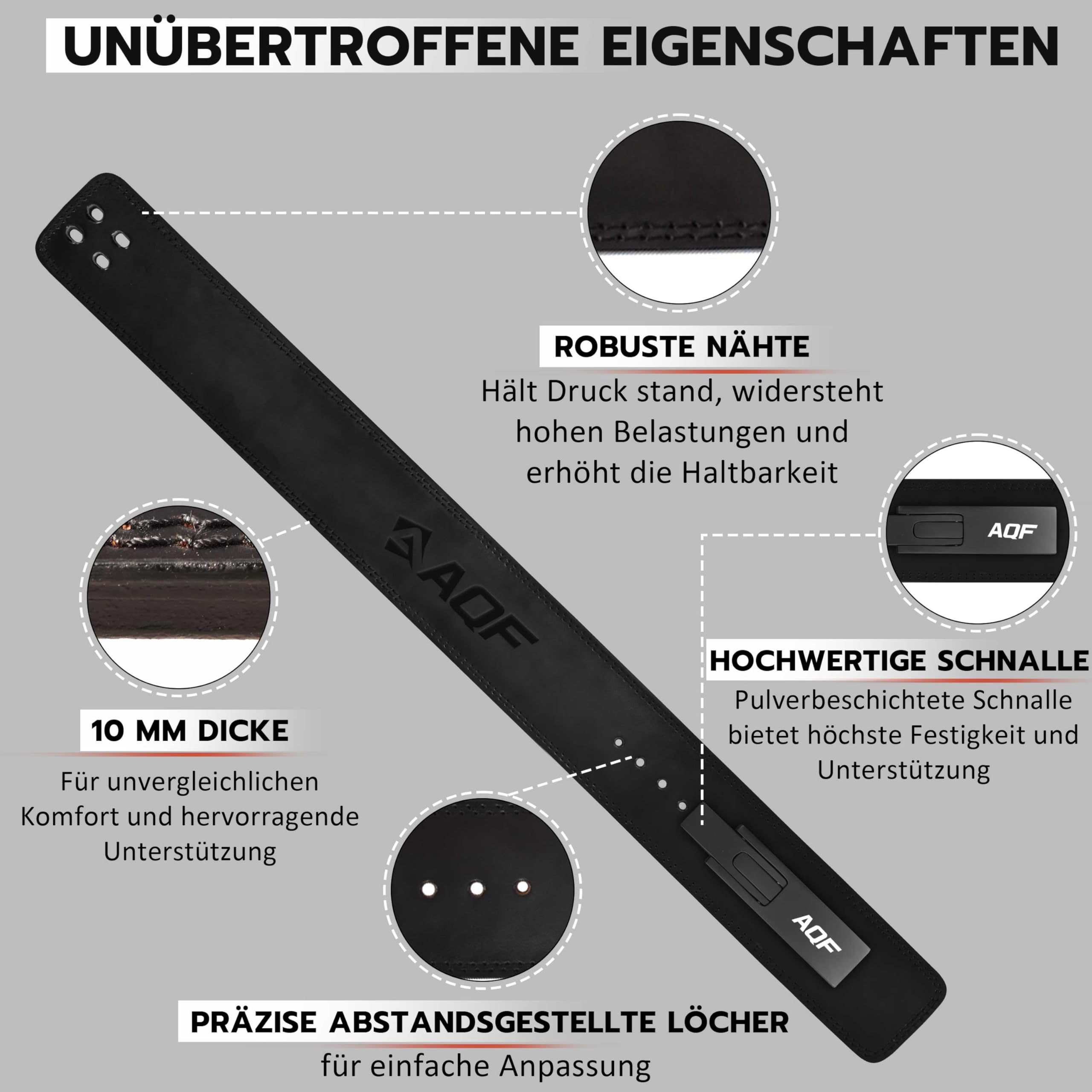 AQF Gewichthebergürtel 10mm, Hebelschnalle, IPL & USPA Zugelassen
