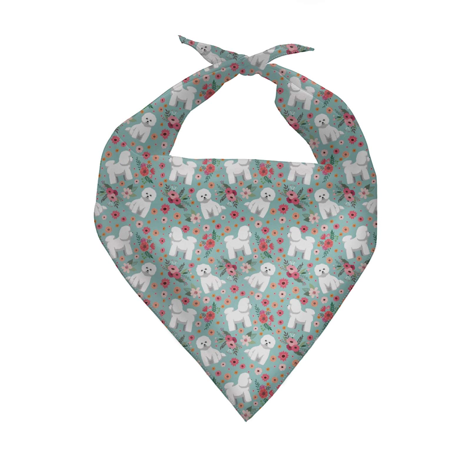 COEQINE Dog Bandanas Collar for Small Size Dogs Scarves,Samoyed Flower Print Puppy Bandanas Adjustable Neckerchief Accessories for Small Medium Large Dogs Cats,Mint Green — image 1