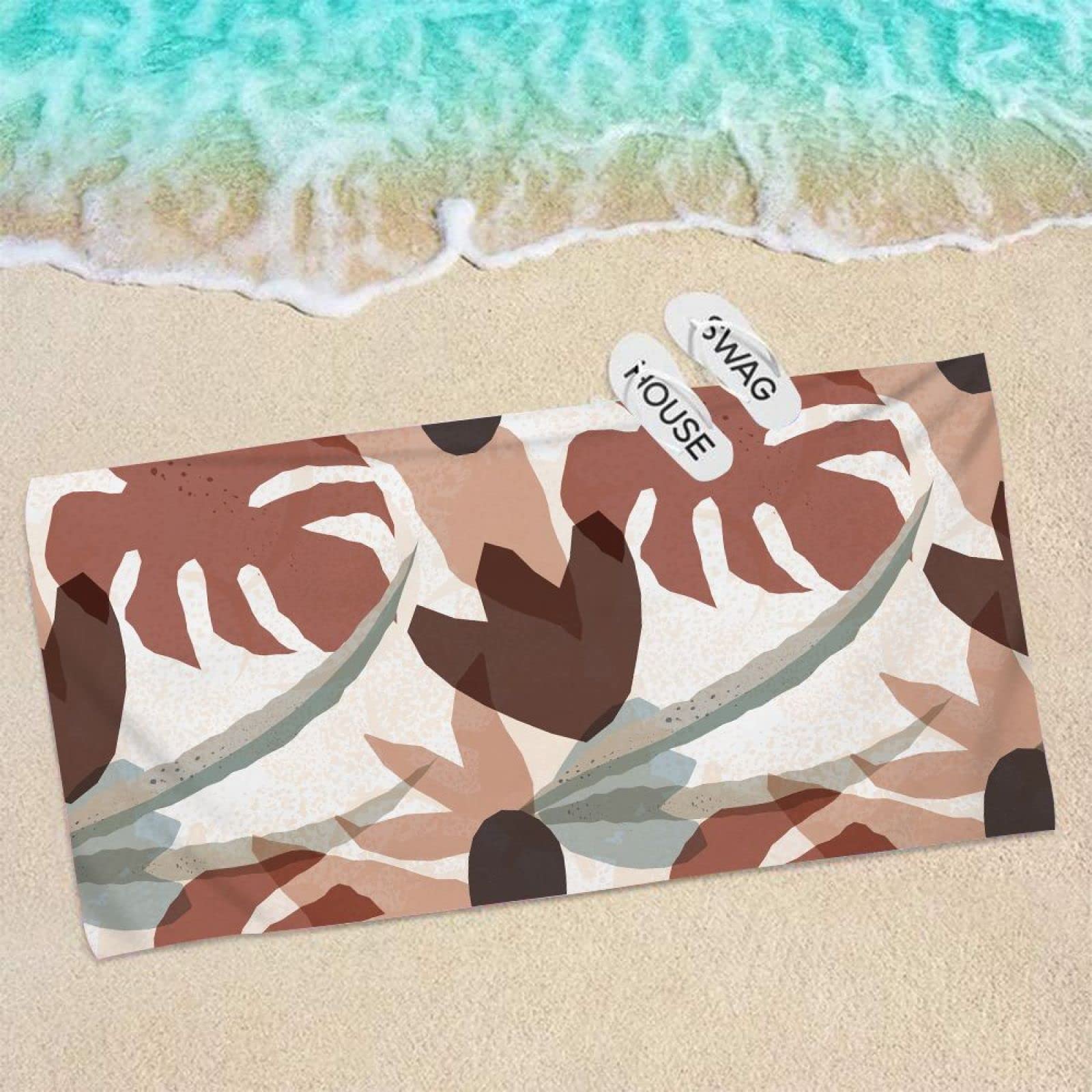 Ręcznik plażowy Monstera 200 x 200 cm ręcznik z mikrofibry dla dorosłych kobiet mężczyzn, ręcznik na siłownię do podróży, pływania, na kemping, ręczniki plażowe, szybkoschnące i nie zawierają piasku,