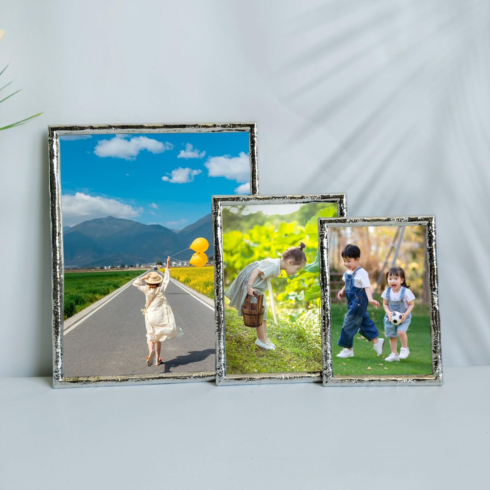 Marco de fotos familiar, para exhibición de fotos de 8 x 10 pulgadas, marco rectangular de metal, para póster, familia, amigos, boda, graduación, regalo horizontal y vertical, color plateado