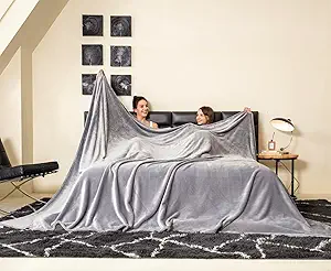 COOVA Oversized King Fleece Blanket 120x120 inches, Soft Cozy Warm Giant Extra Large 10'x10' Blanket for Bed, Sofa, Couch,Travel, Camping, California Huge Flannel Big Throw Blanket, Light Grey