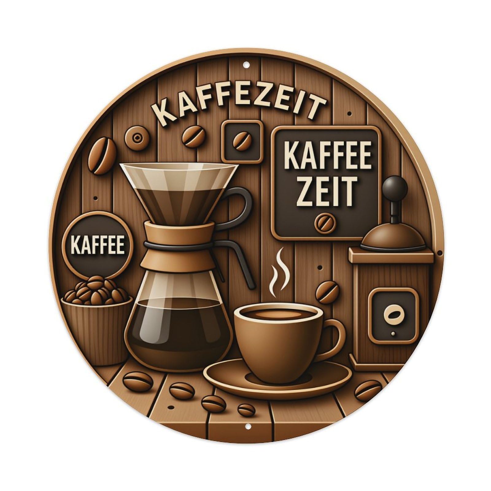 Coffee Time Wooden Style Background Coffee Beans Metal Tin Sign Vintage Garden Bedroom Cafe Bar Man Cave Home Wall Decor Metal Poster 8x8 inches