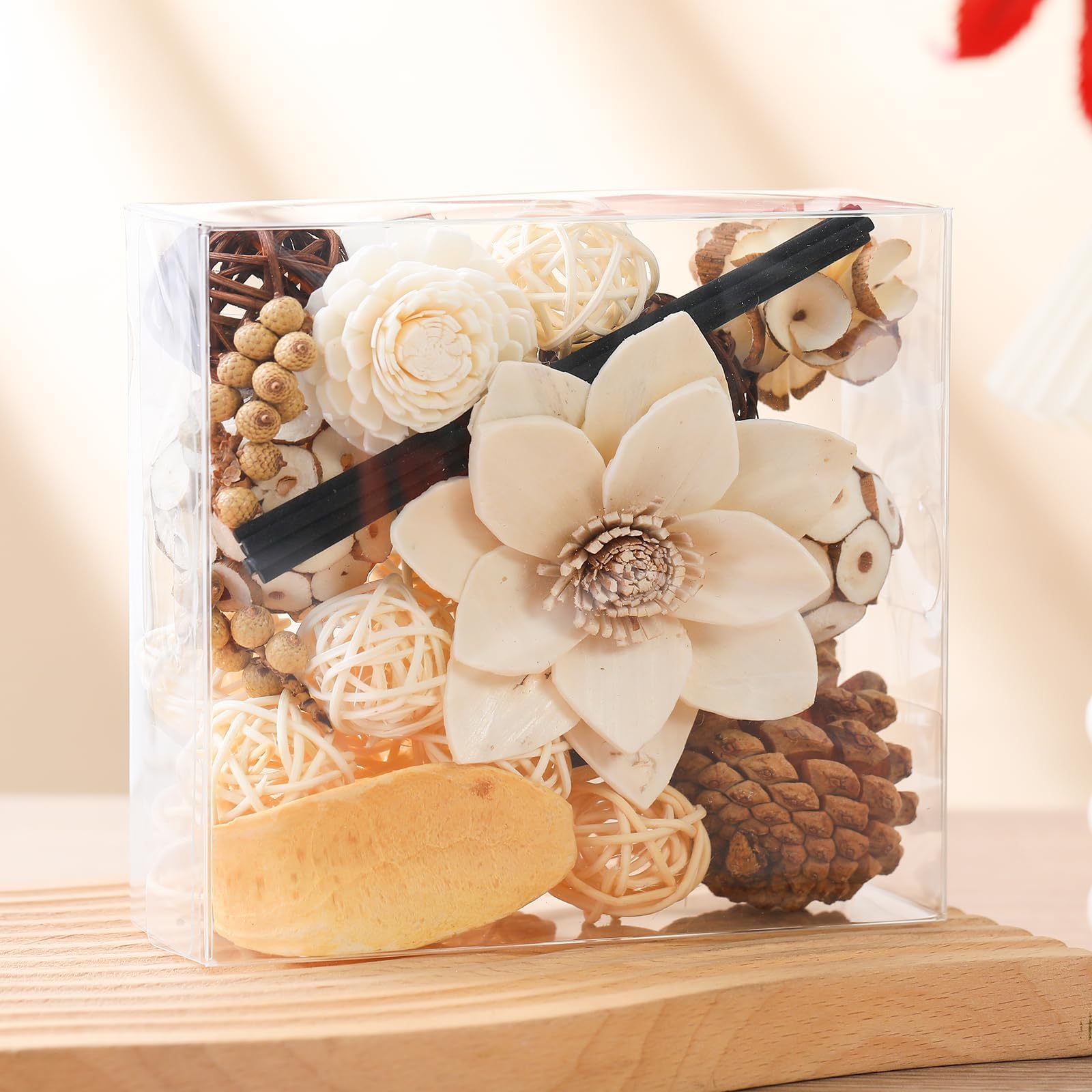 Fall Potpourri Bowl Fillers | Dried Flowers | Fragrance Sachet of Petal | Vase Decor | Home Fragrance for Bathroom Bedroom Living Room Office (White)