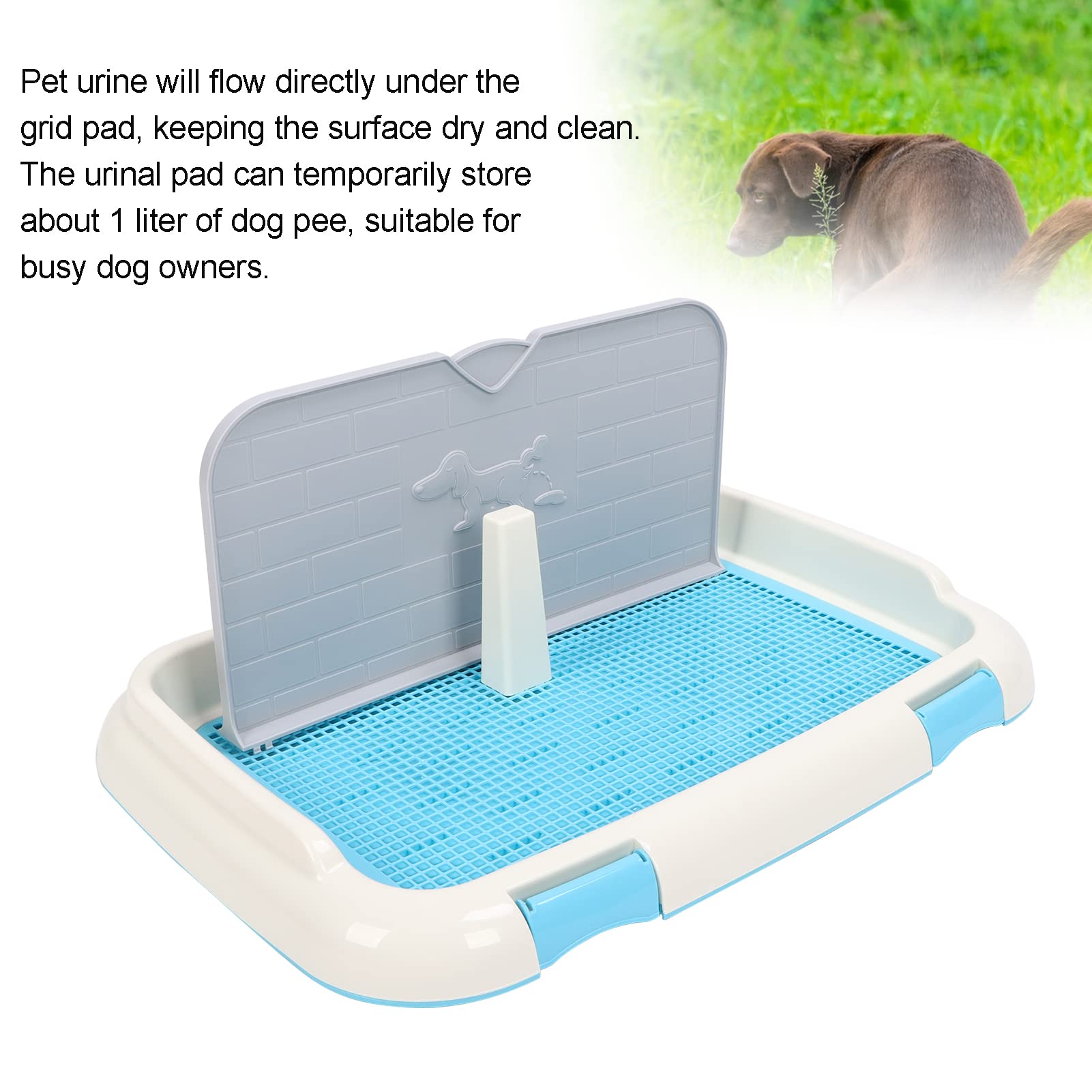Plateau de Pot pour Chien Support de Coussin de Pipi D'intérieur pour Chiot Pot pour Animaux de Compagnie Facile à Nettoyer pour Les Chiens de Petite et Moyenne Taille avec Couvercle Mural