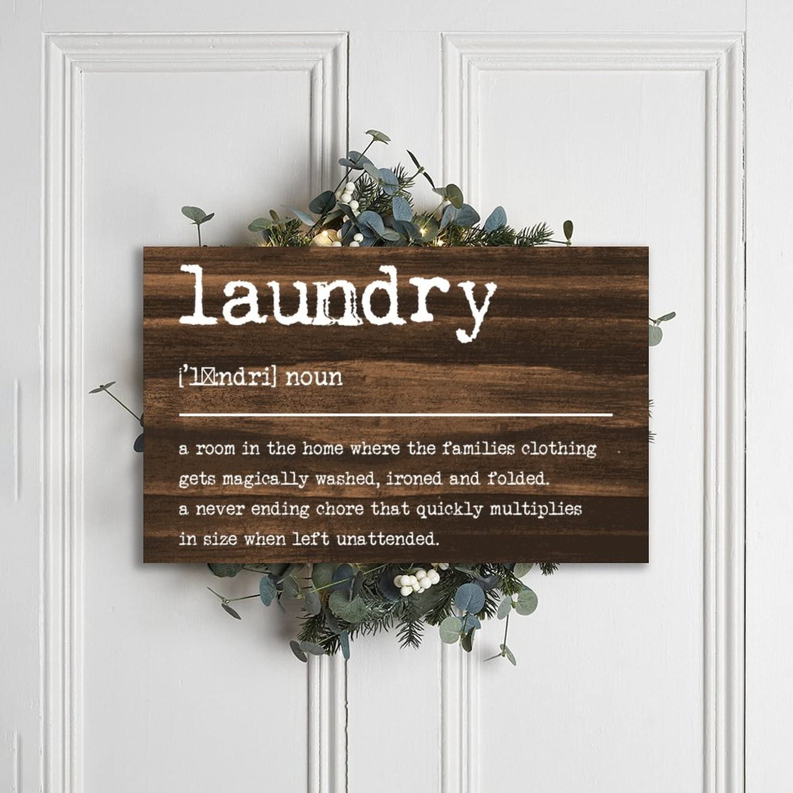 Targhetta In Legno Per Lavanderia "Alexa Do The Laundry" Con Supporto – Decorazione Da Tavolo Stile Minimal – Regalo Inaugurazione Casa - 3