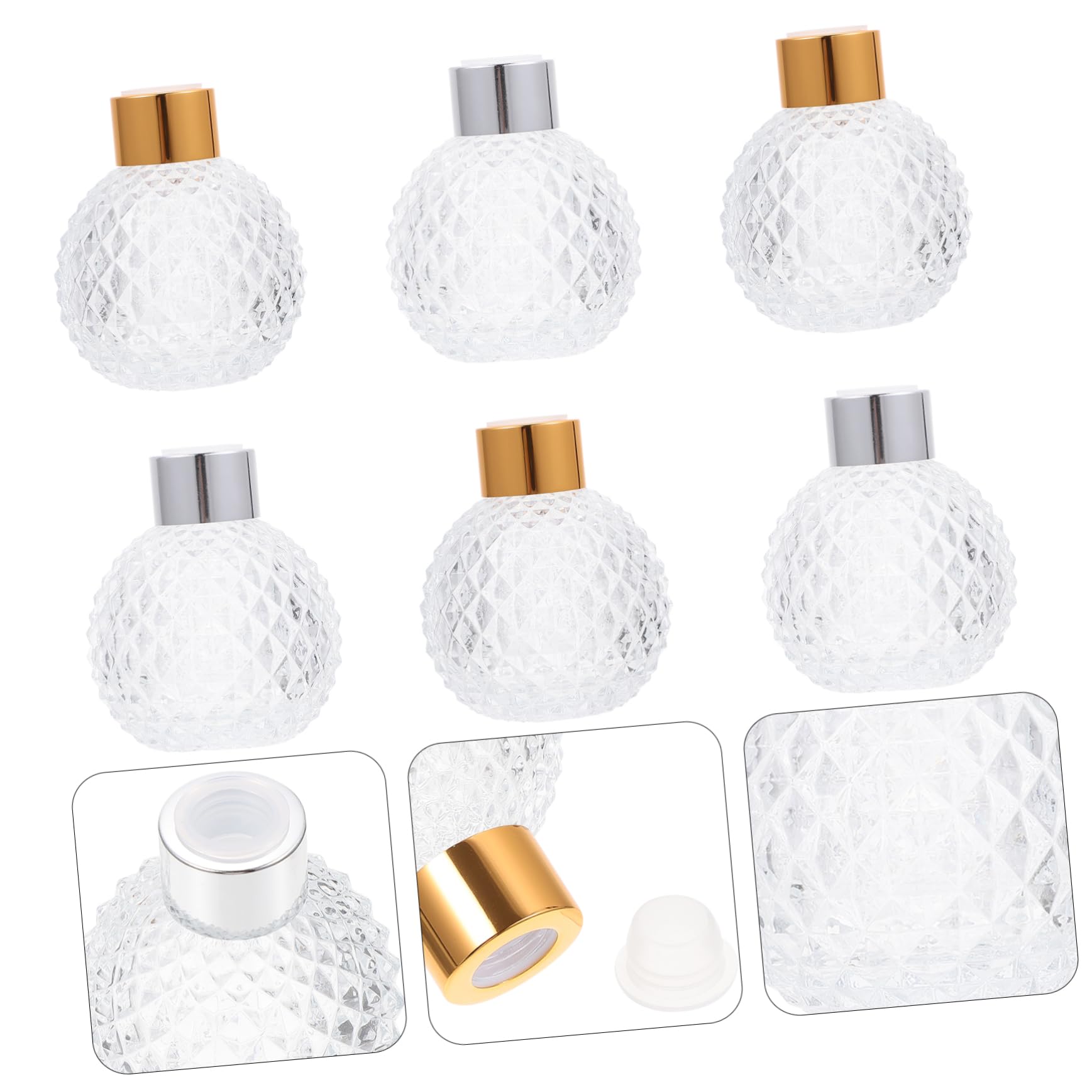 Mipcase Boccette Profumo Ricaricabili in Vetro 6 Pezzi, 100ml, Lavabili e Riutilizzabili per Oli Essenziali, Regalo di Natale Colore Casuale