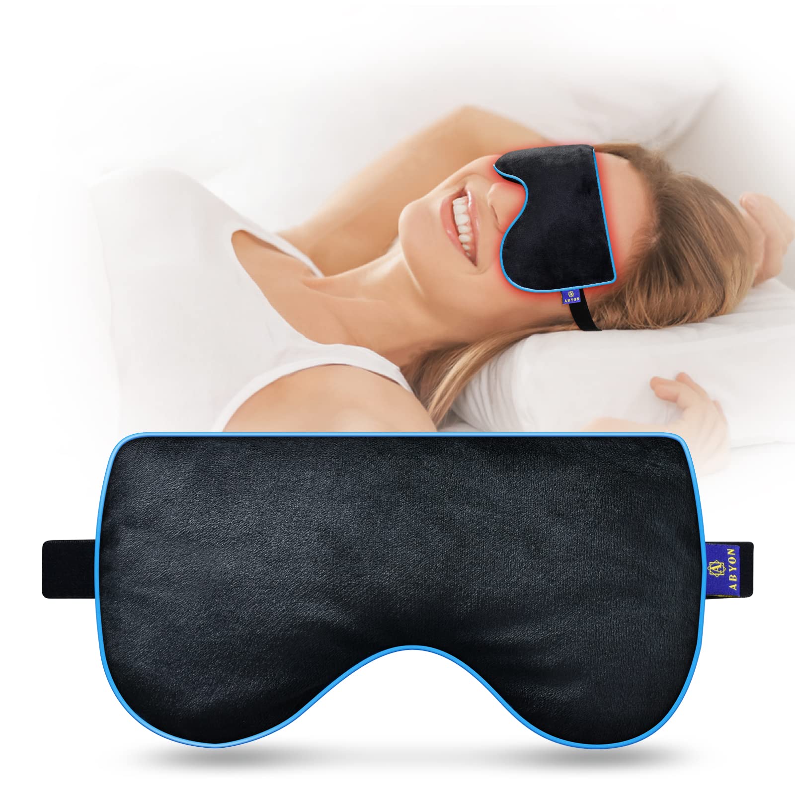 ABYON Heated Eye Mask, Microwave Activated Warming Day Night Massage Mask with Adjustable Straps, Designed to Relieve Blepharitis Styes, Dry Eyes, Stress, and Puffy Eyes