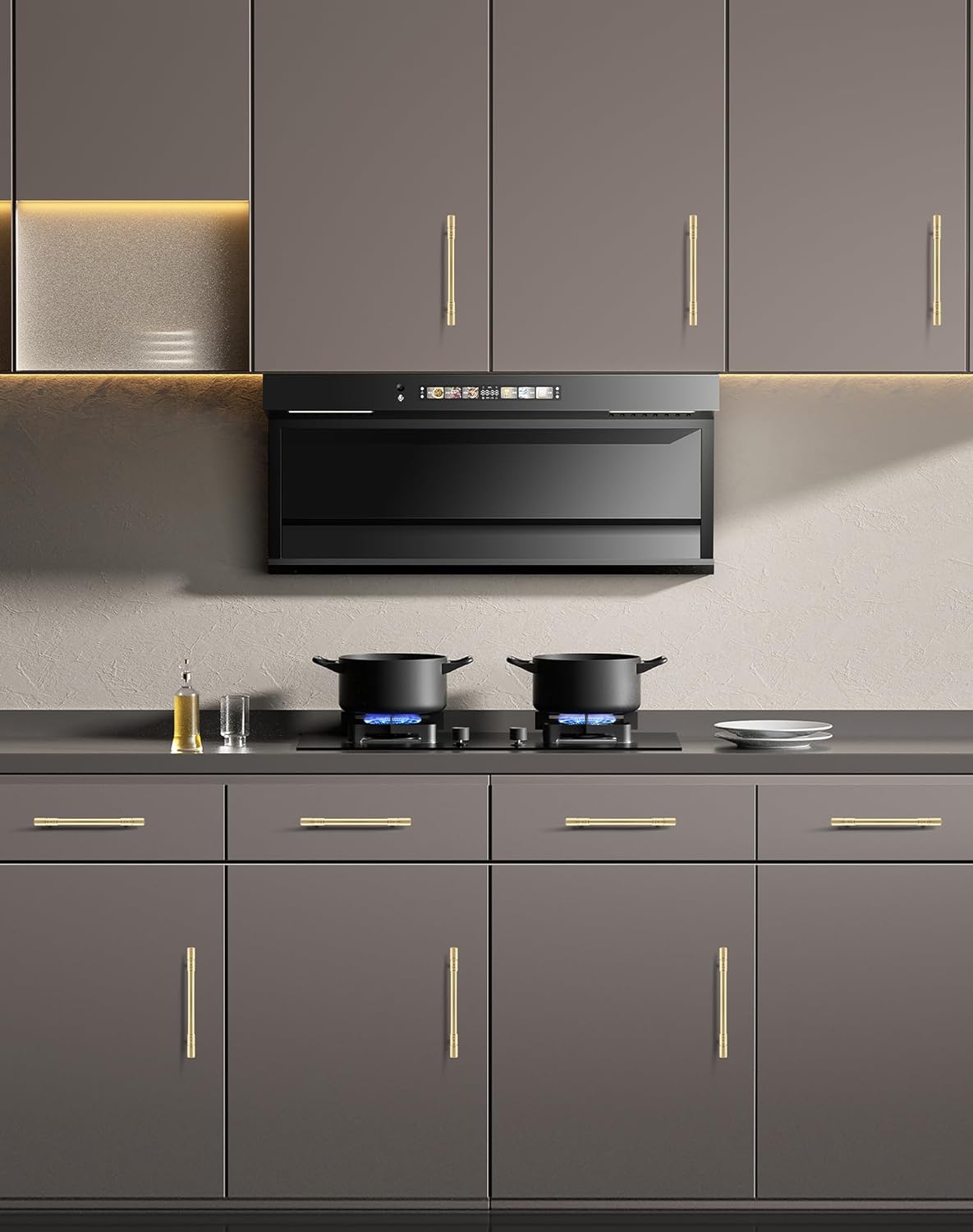 10 Pack Brushed Gold Kitchen Cabinet Pulls,3-3/4 Inch(96mm) Hole Centers Zinc Alloy Solid Round Closet Handles Drawer Pulls,Modern Hardware for Cupboard Dresser Bar Bedroom