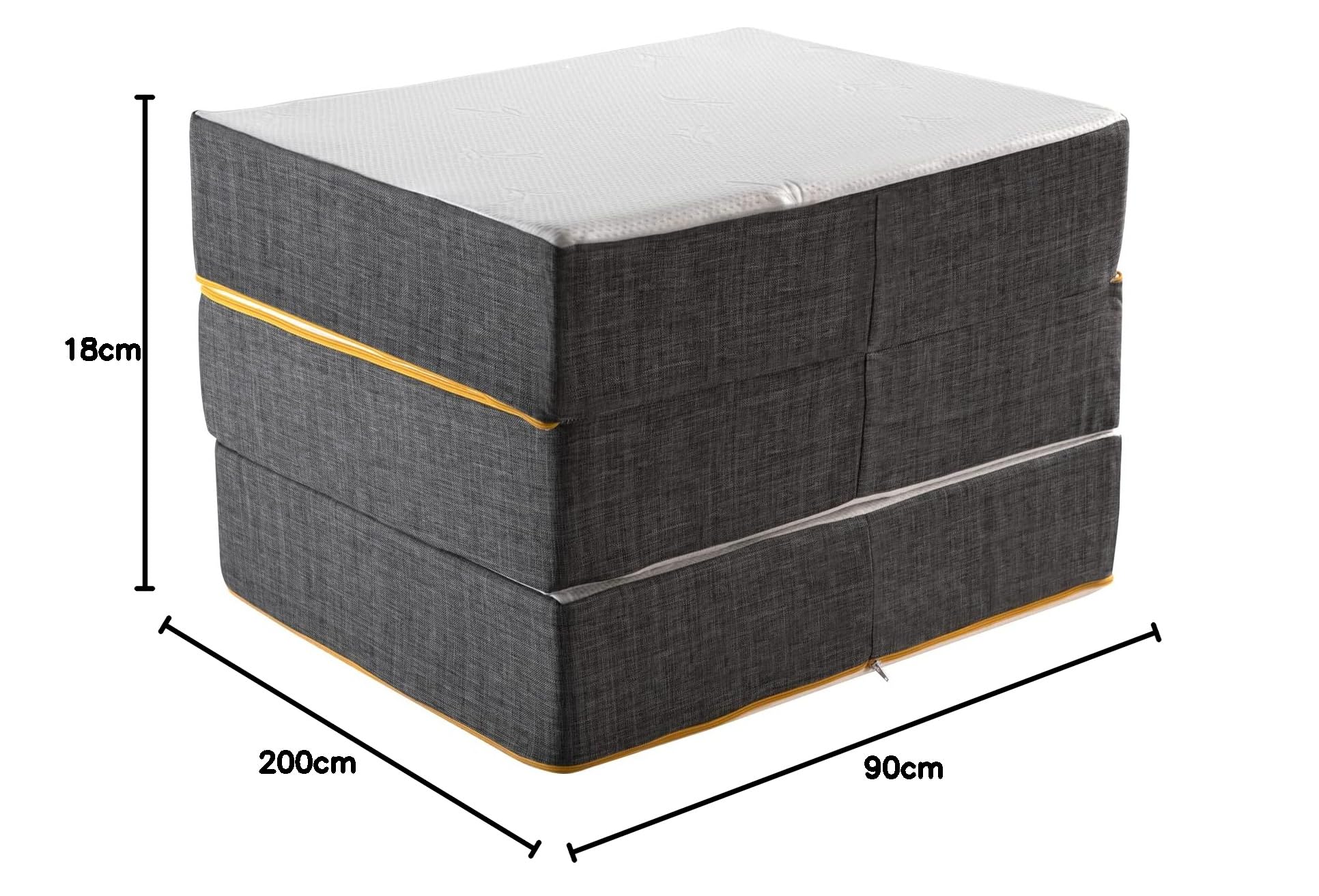 HIGH LIVING - Vouwmatras, 3-delig, 15 cm dik matras voor reisbed, vouwmatras, gastenmatras, opvouwbaar, ook ideaal voor kamperen, kruk/zitblok