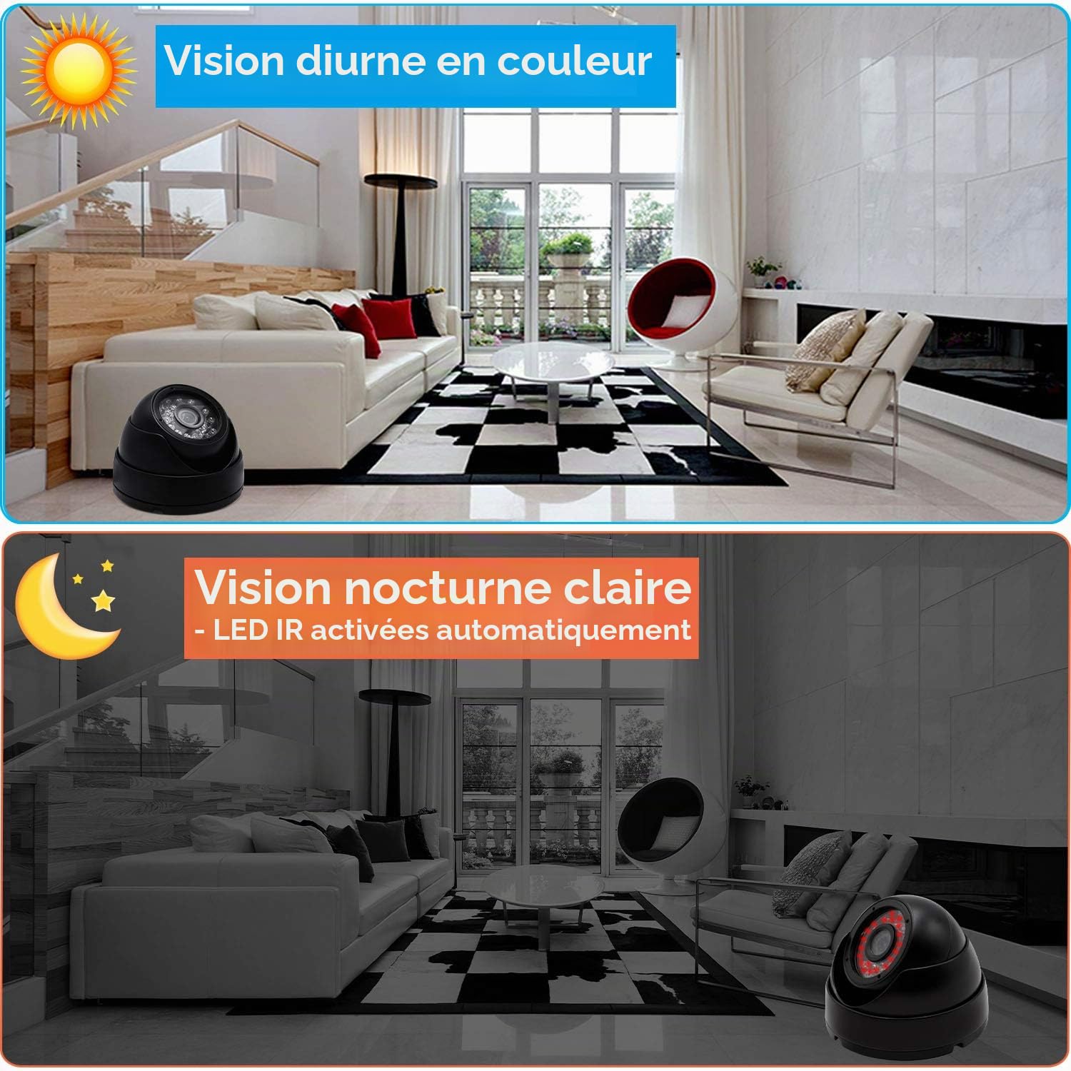 Svpro Caméra dôme étanche Microphone 720p USB dôme Caméra de Surveillance en extérieur