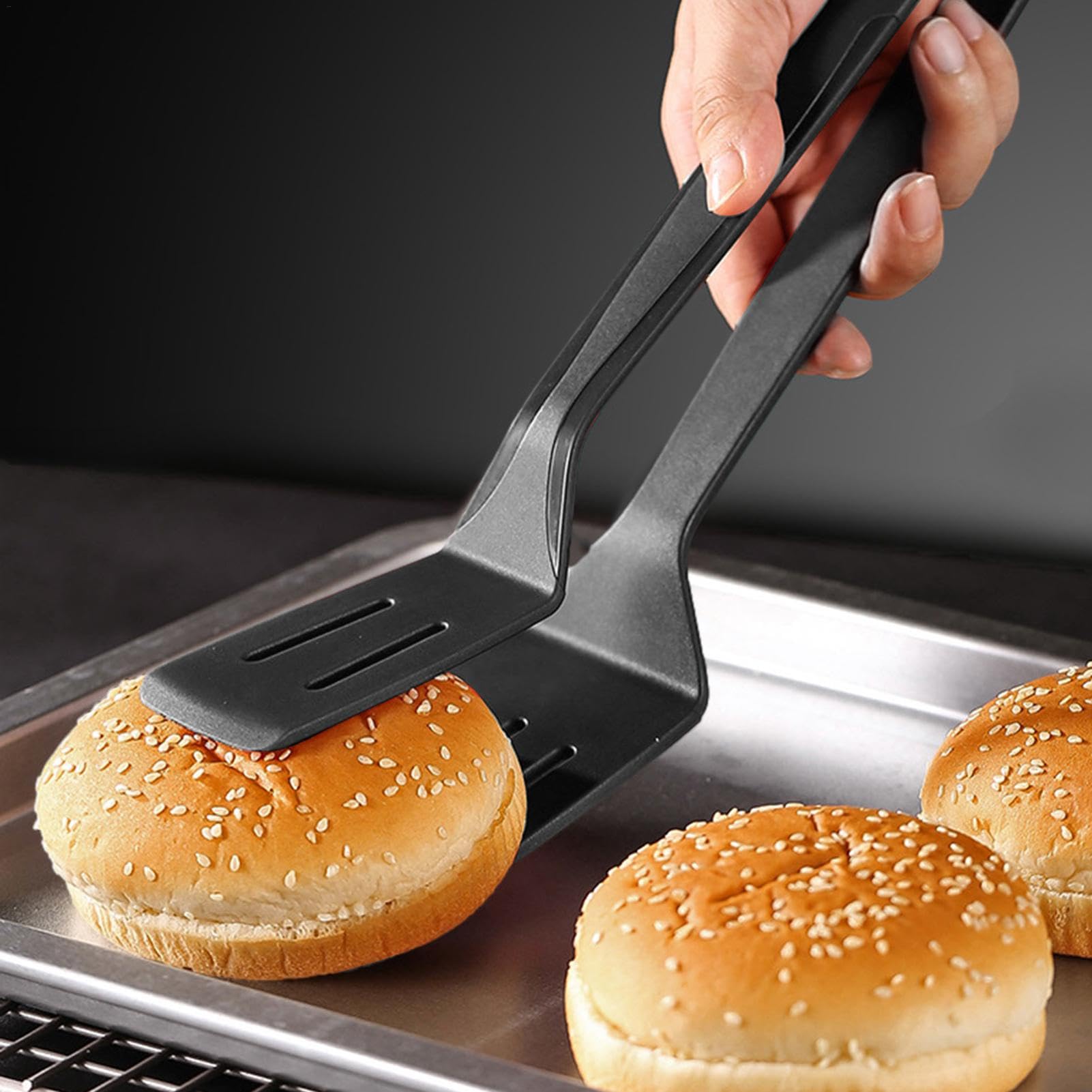 2 in 1 grip- en flip-spateltang Ei-flippertang, anti-aanbaksiliconen gebakken grip flip-tang, vispannenkoek wentelteefjes omelet maken gereedschap for keuken koken bakken (Color : Red, Size : 2pcs