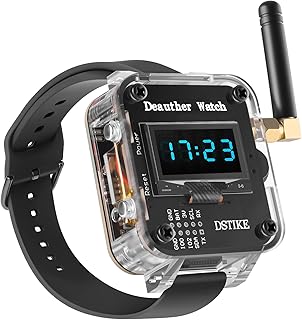 Seamuing WiFi Test Tool Deauther Watch V3S ESP8266 ESP07 Programmable Development Board with OLED Display, Type-C Interface, SMA Connector, Silicone Strap Built in 1000mAh Battery for Node MCU Arduino