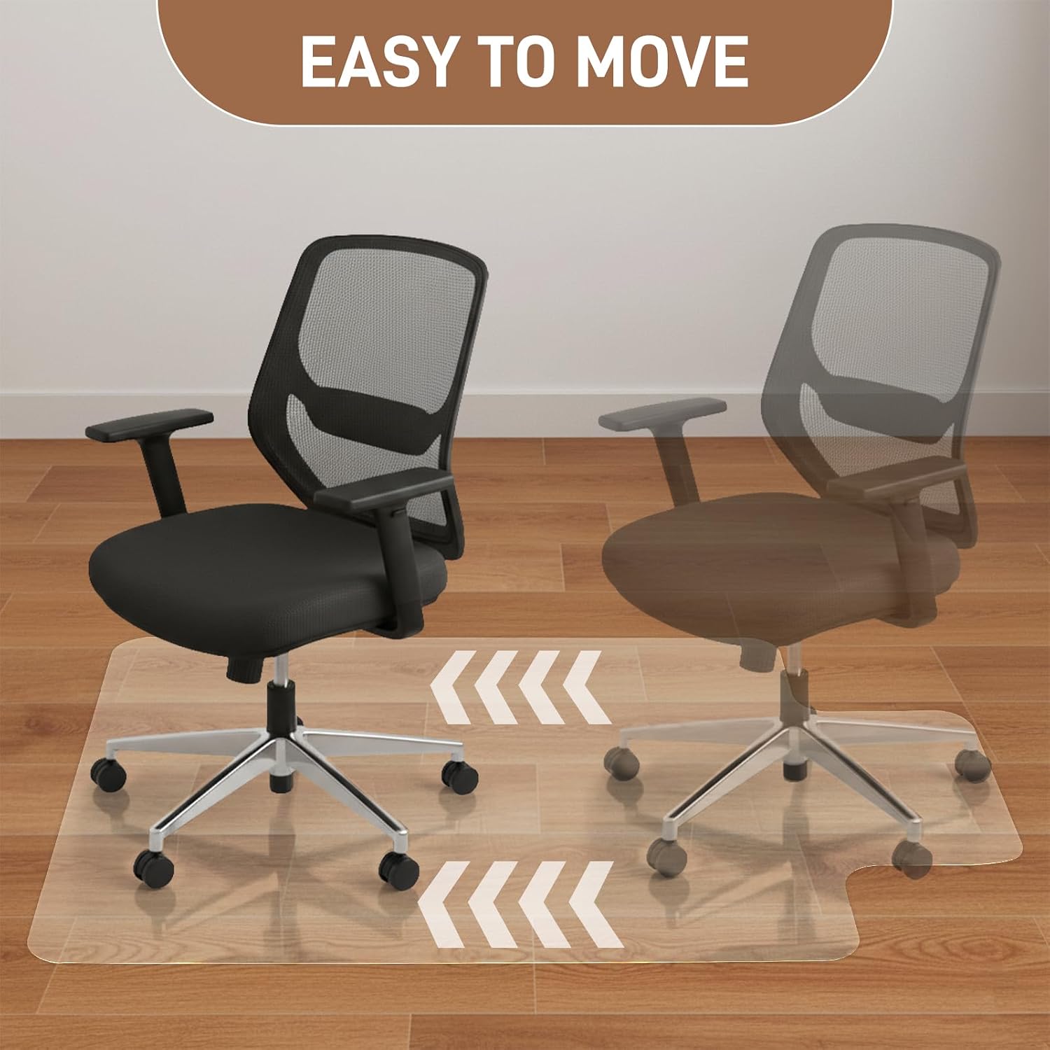 Winado Office Chair Mat for Hard Floor, 36"x48" Non-Slip Under Desk Chair Floor Protector, Heavy Duty Clear Plastic Chair Mats for Rolling Gaming and Work Chairs (Hard Floor with Lip 90*120*0.15cm)
