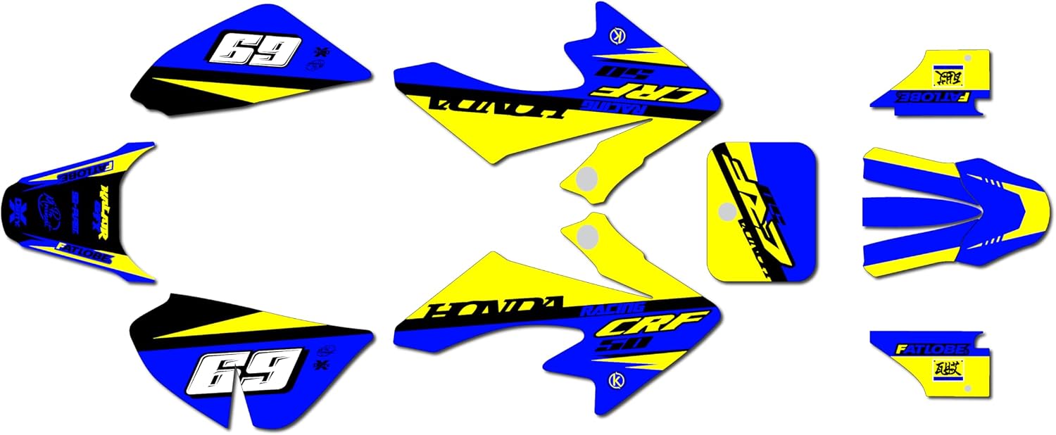 Graphics Kit for Honda CRF50 (All Years) VOLTAIC Series Purple 21 Mil - Dirt bike Custom Racing Graphics Decals Stickers Kit, no-plastics