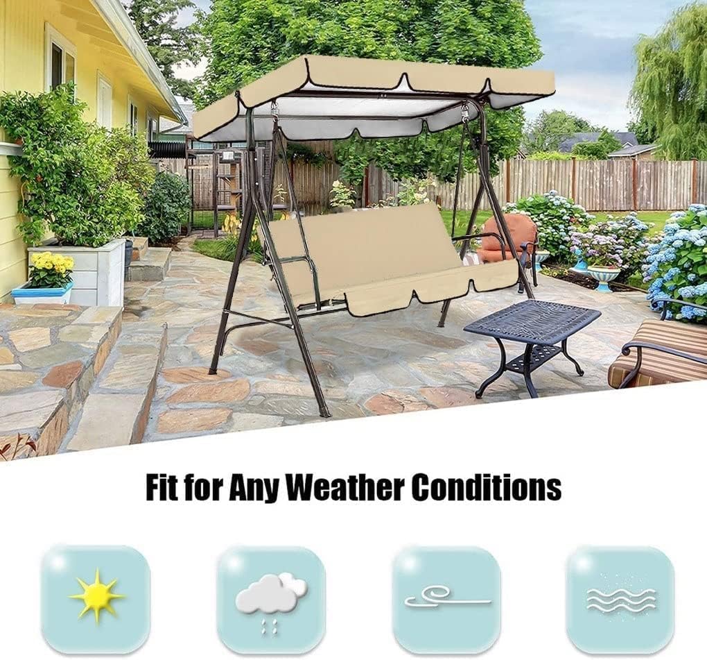Hollywood Swing Sun Canopy,2 Or 3 Seater Universal Replacement Canopy for Garden Swing Chair Cover Patio Hammock Cover Top Roof,Waterproof Windproof Anti-uv, Green, 249 * 185 * 18cm