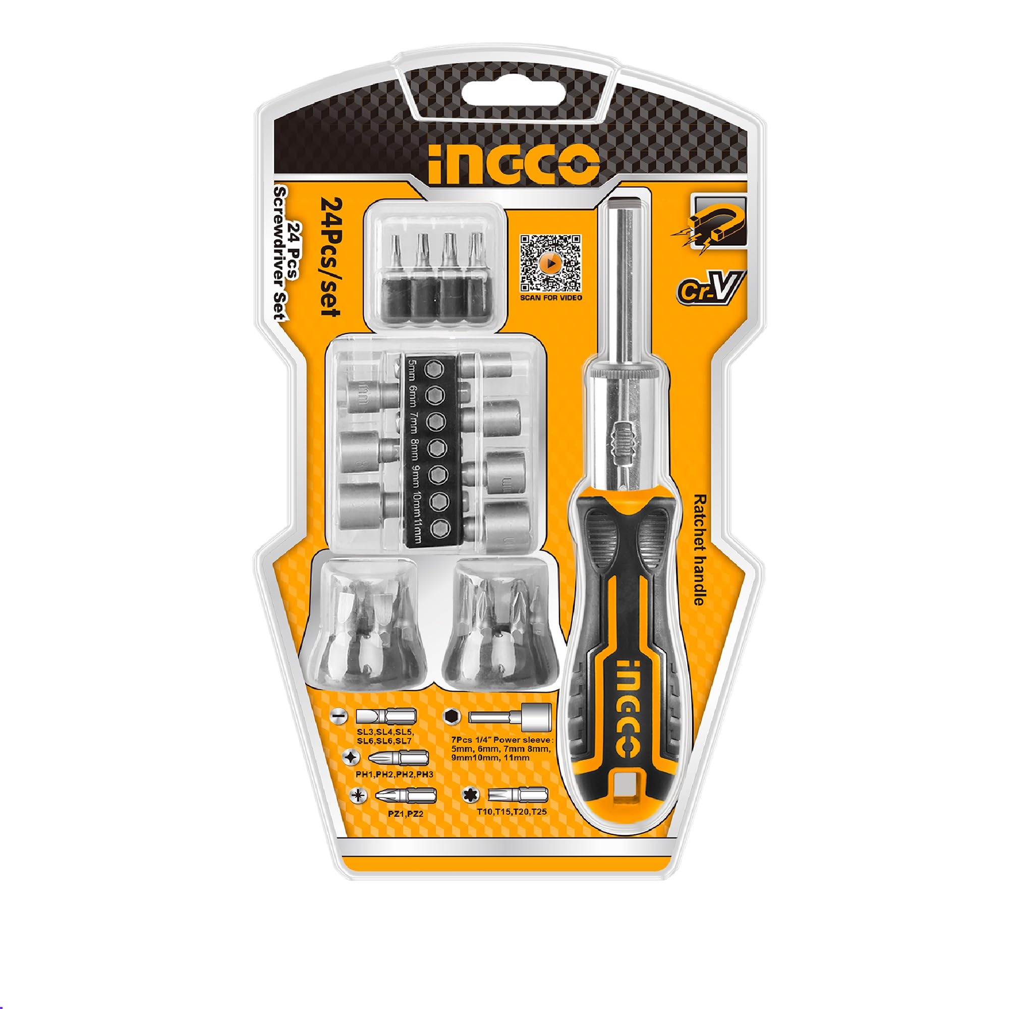 INGCO 24 IN 1 Ratchet Screwdriver Set, INGCO Style Ratchet Handle, 16 Pcs Screwdriver Bits, 7 Pcs 1/4" Power sleeve (B09VLCVHYD) Amazon Price History, Amazon Price Tracker