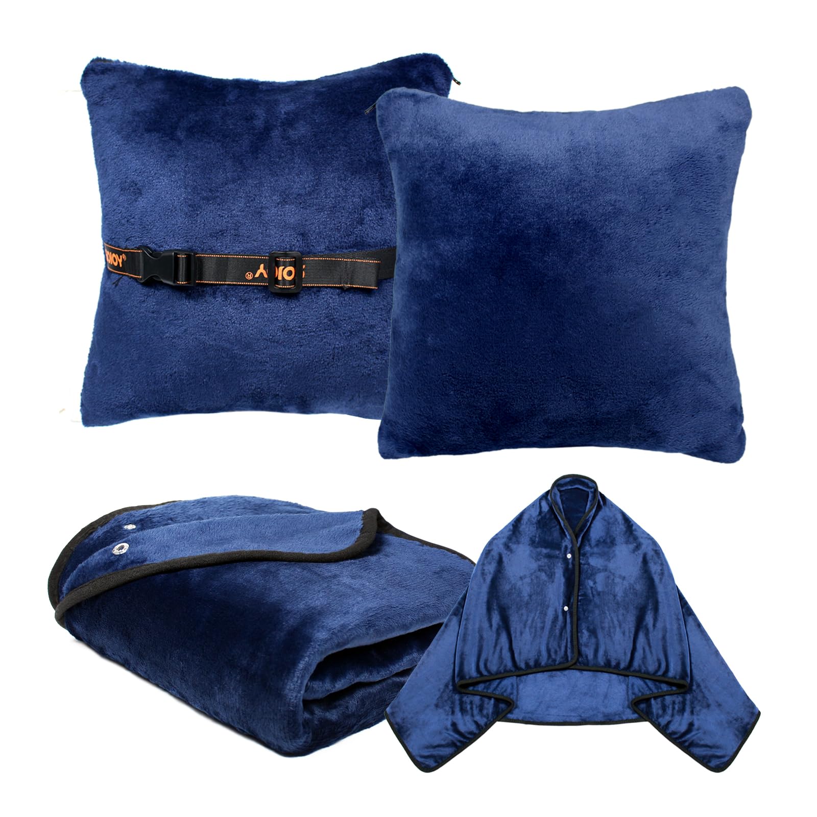 Sojoy 3 in 1 Travel Blanket & Pillow Set for Airplane, Warm Wearable Blanket-Portable Travel Pillow,Perfect Travel Essentials for Long Trips, Flying, and Road Trips (60 * 43inches)