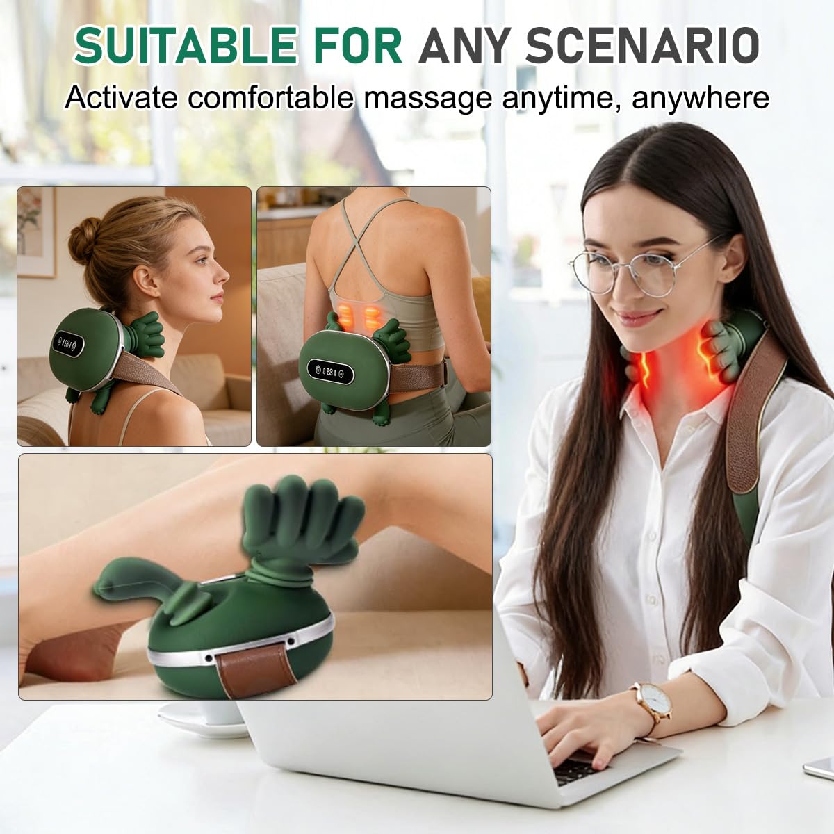Masajeador Cervical y Espalda 4D Biónico Inalámbrico con 3 Ajustes y 2 Niveles de Calor