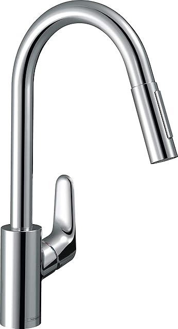 hansgrohe Focus M41 Kitchen Tap 240 with pull-out spray, 2 spray modes, chrome, 31815000