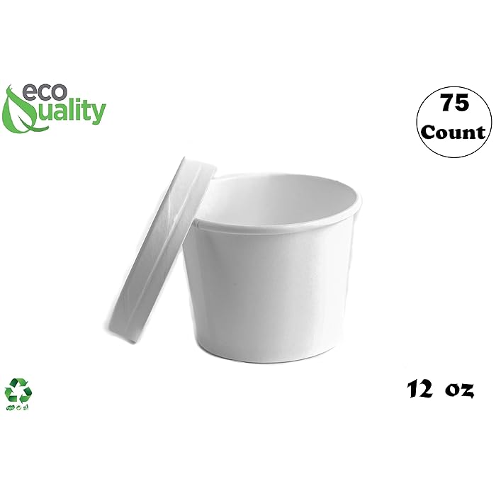 Buy 12 oz Disposable White Paper Soup Containers [75 Count] Half Pint