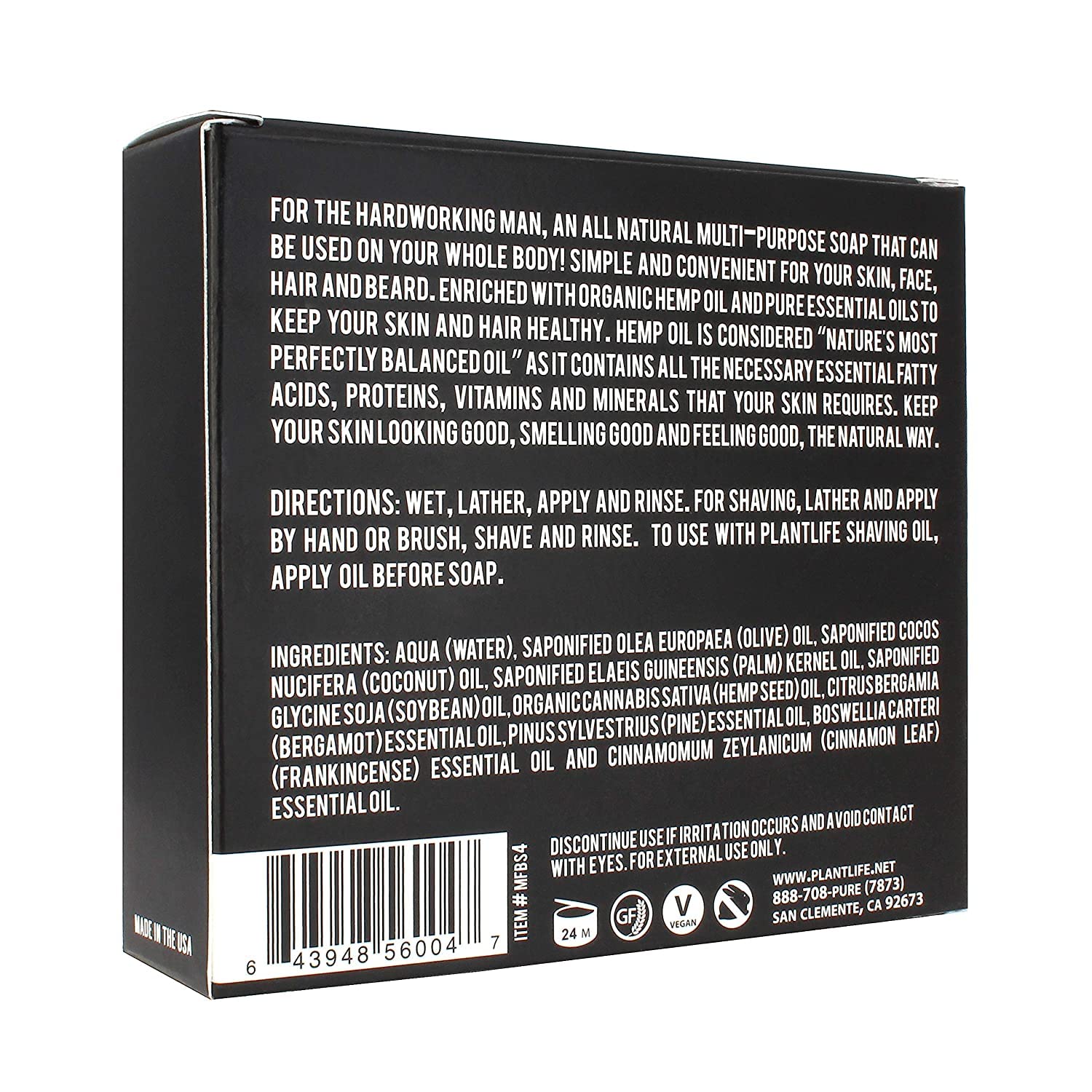 Plantlife Man and Nature All-N-1 Pack of 6 Bar Soap - Moisturizing and Soothing Soap for Your Skin - Hand Crafted Using Plant-Based Ingredients - Made in California 4.5oz Bar