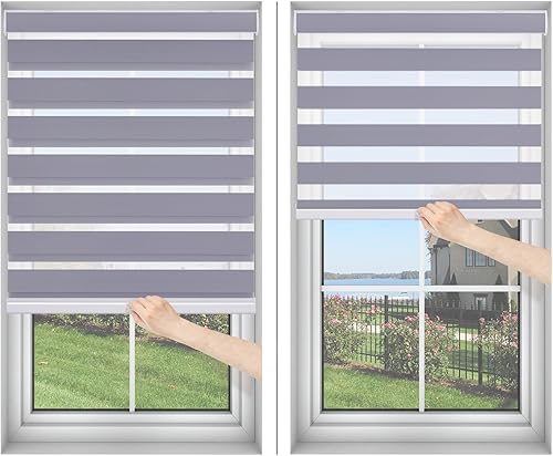 Miniatura 1 de Zebra - Persianas y persianas sin cordones con diseño de cebra, enrollables, opacas, oscurecimiento de la habitación, control de luz de doble capa