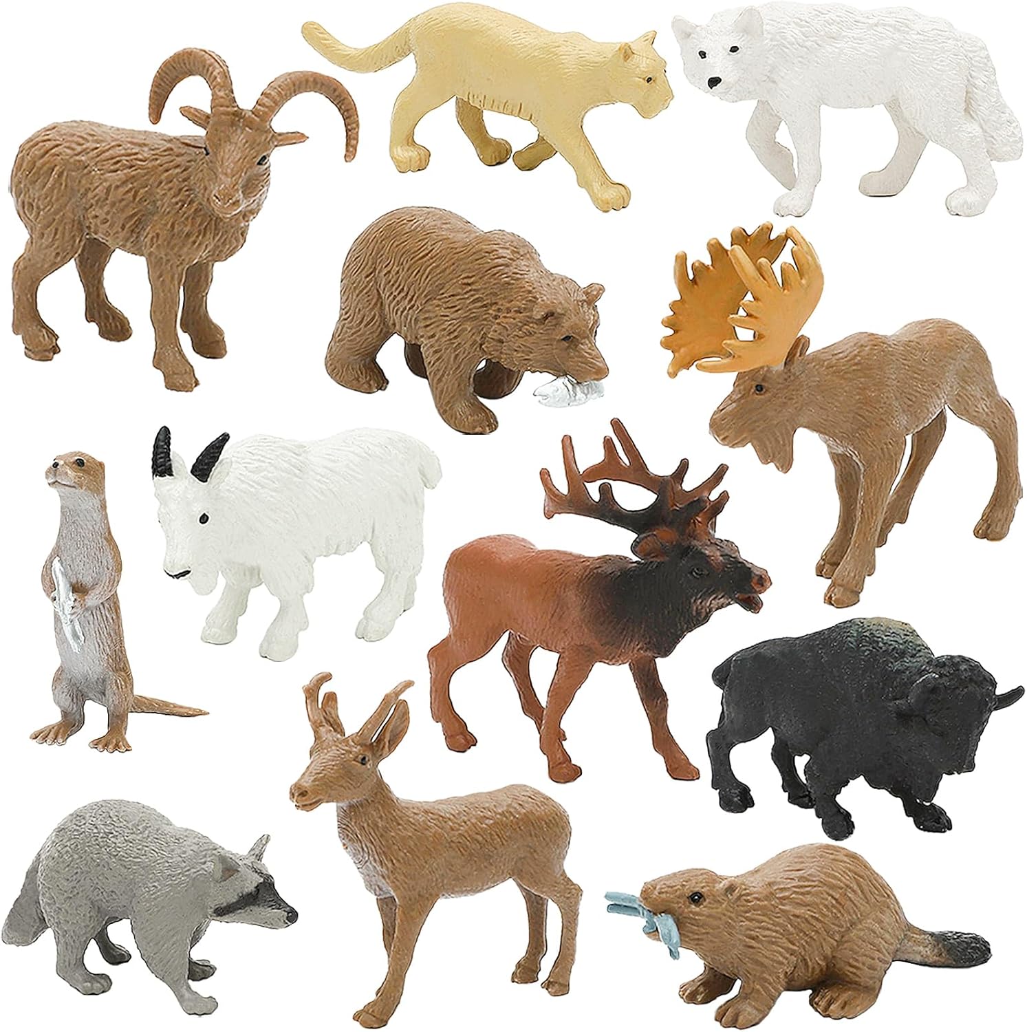 ONEST 12 Pieces Mini Animals Figurines Wildlife Animal Figures Sets Figurines of South American Animals Sets for Party Supplies