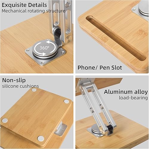 Miniatura 3 de Soporte para libros para lectura (grande de 13.38 x 9.4 pulgadas), soporte para libro Crocqett con ranura para teléfono, elevador de escritorio