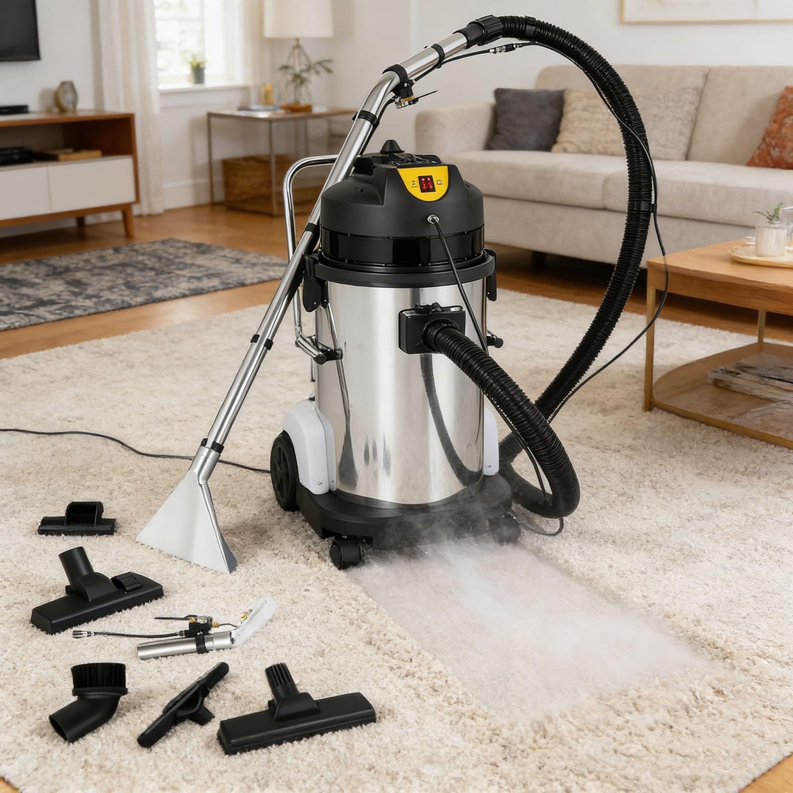 Máquina 3 en 1 para alfombras: extracción por pulverización, fregado y aspirado; Limpiador extractor de alfombras — Apto para la limpieza de cortinas, sofás y alfombras.(30L)