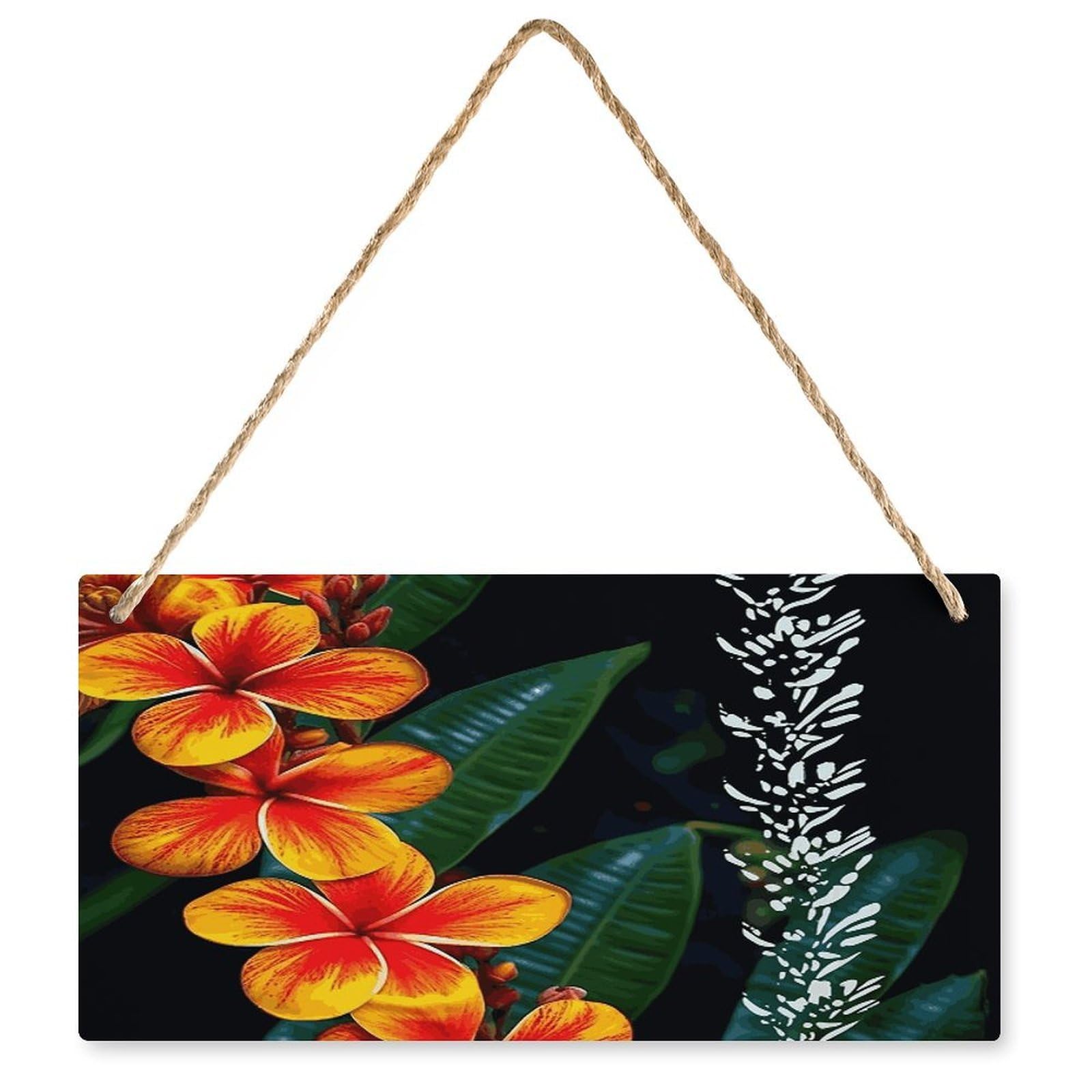 Fodpand Style Eye-Catching Hawaiian Flowers Wall Art Wooden Hanging Sign Decor, Artwork For Wall Decoration, Funny Plaque For Bedroom Kitchen Living Room Home Decoration 9.8 X 4.9 Inch
