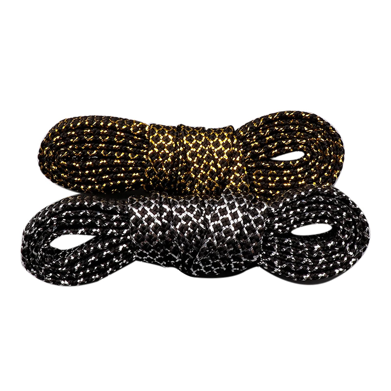 cordones para zapatos, Cordones elásticos, cordones for botas, 1 par de planos poliéster negro 8 mm ancho con decoración hilo metálico for zapatillas lona y zapatos casuales