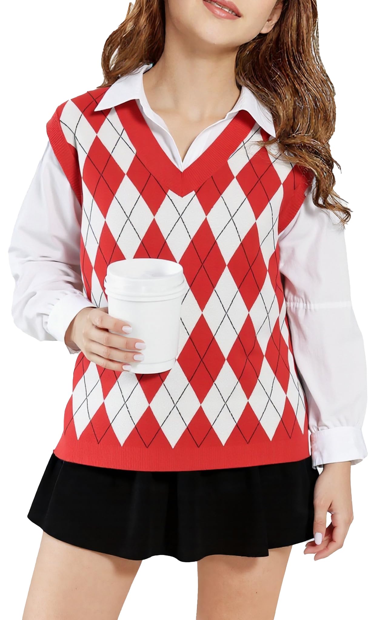 SELINK Boys Girls V Neck Argyle Knit School Uniform Sweater Vest