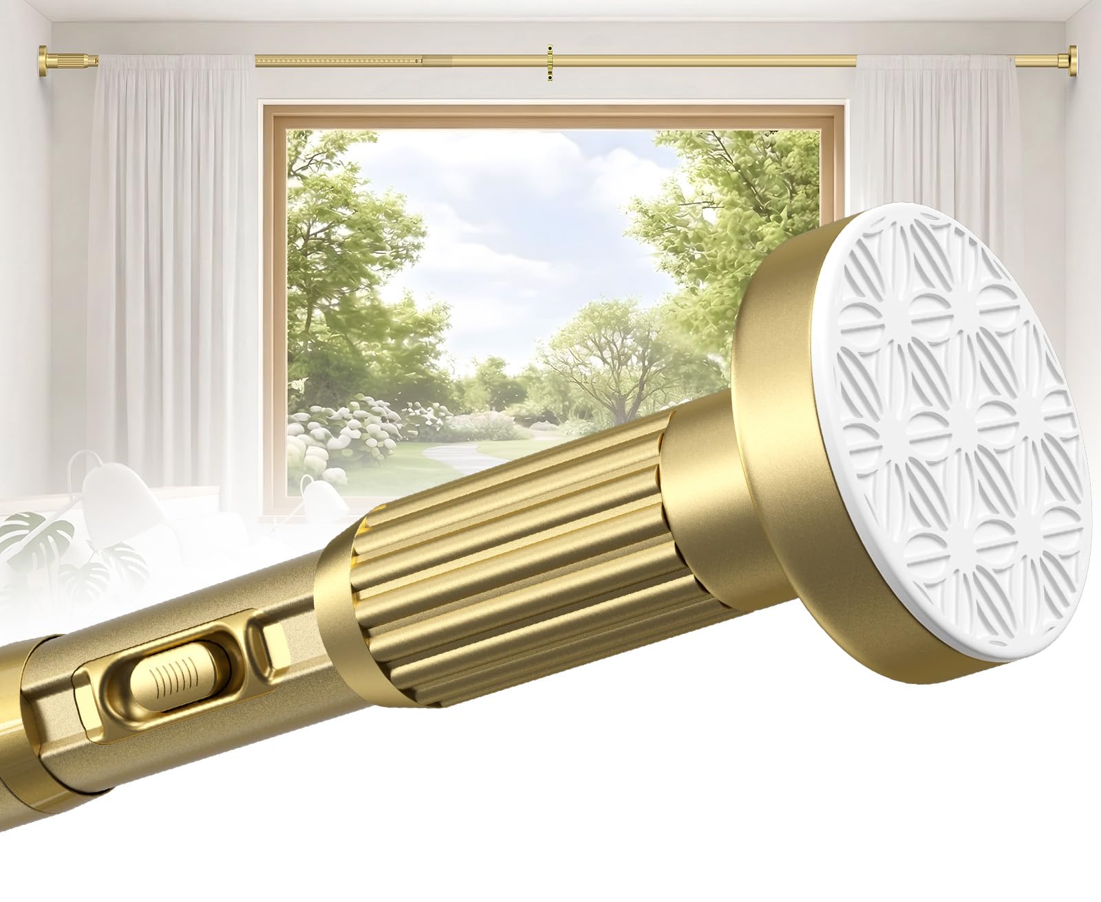Photo 1 of SISELBA Tension Curtain Rod - Gold, 42"-144"