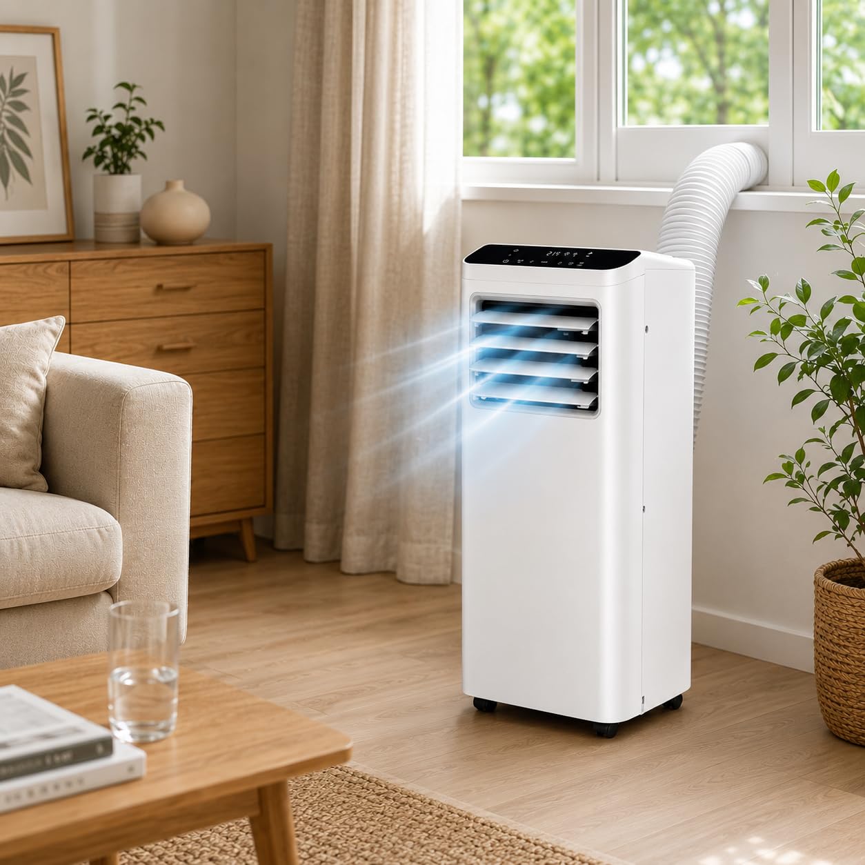 Climatiseur Mobile 7000 BTU (2 kW) - Climatisation, Ventilation & Déshumidification - Télécommande, Minuterie 24h, Mode Nuit, Kit Fenêtre Inclus, Gaz R290, Classe Énergétique A - 15 à 20 m²